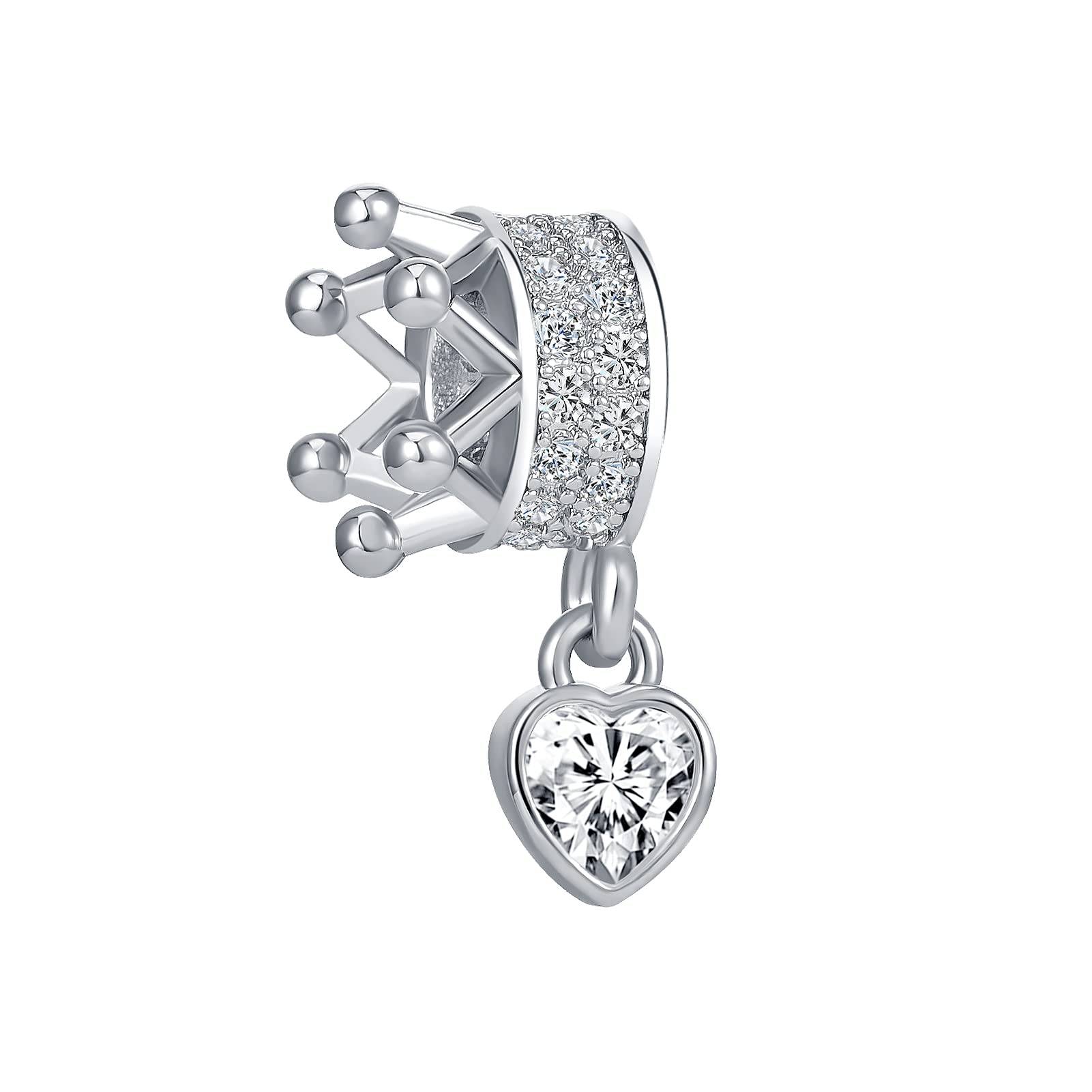 Pandora Princess Crown Charms - Heart Love Beads for Bracelets | Perfect for Valentine's Gifts, Birthday Jewelry & DIY Customization