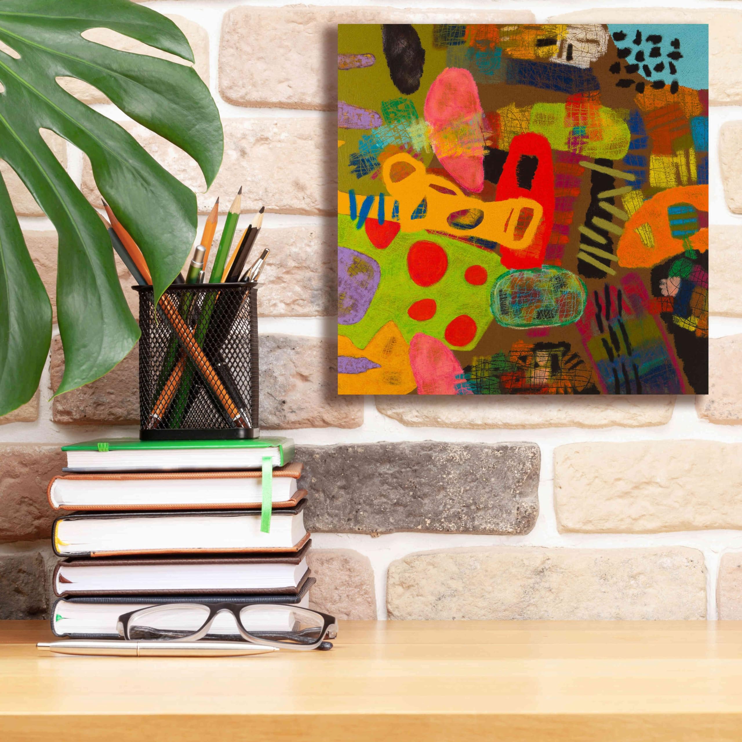 Epic Graffiti 'Conversations in the Abstract 19' by Artist Downs - Premium Giclee Canvas Wall Art Print 12x12 Inches - Modern Abstract Painting for Living Room, Bedroom & Office Decor