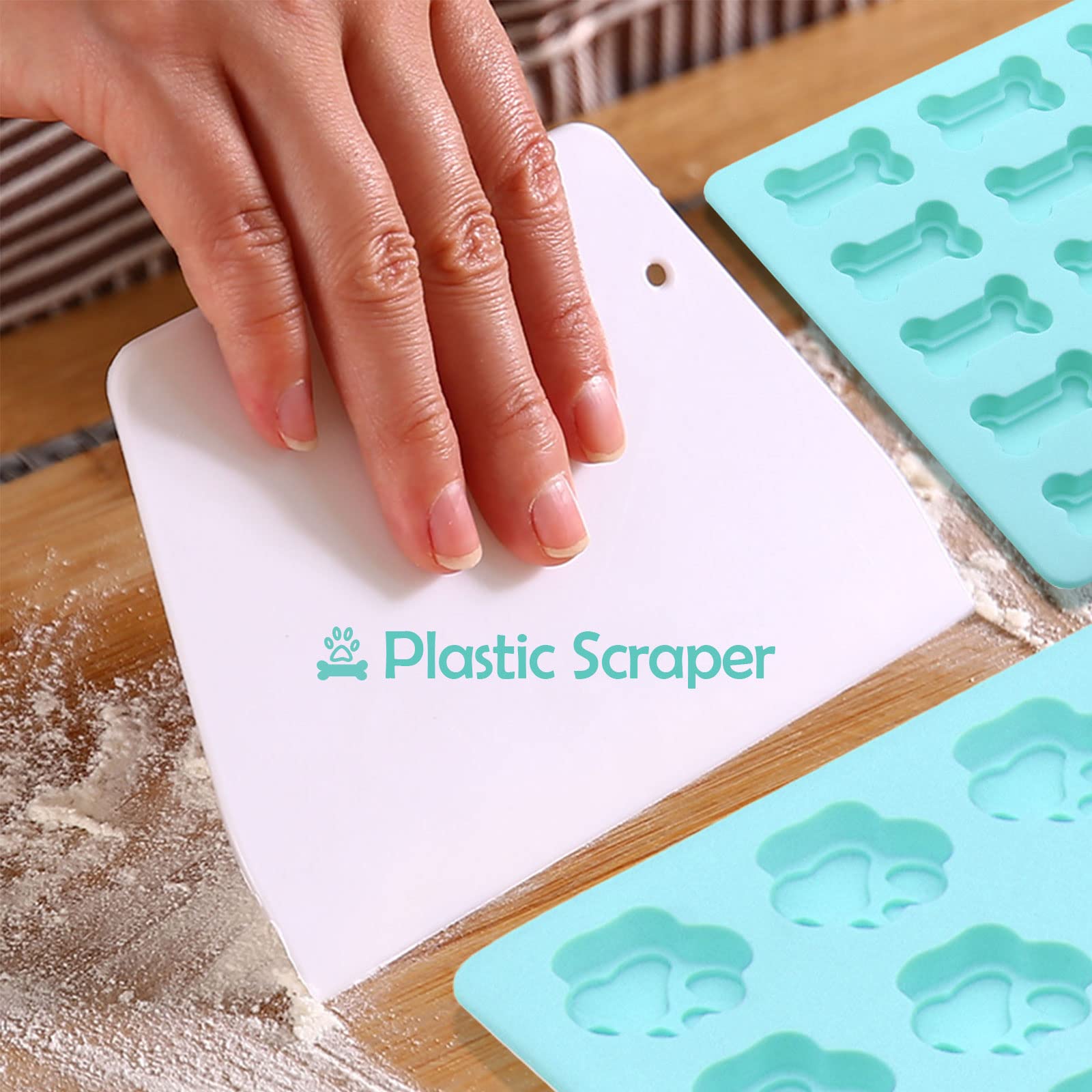 2 Pcs Silicone Dog Treat Molds for Baking & Frozen - Paw & Bone Candy Molds for Chocolate, Yogurt, Jelly, Ice Cube - Perfect for Homemade Dog Treats, Party Favors & Pet Training Rewards (Green)