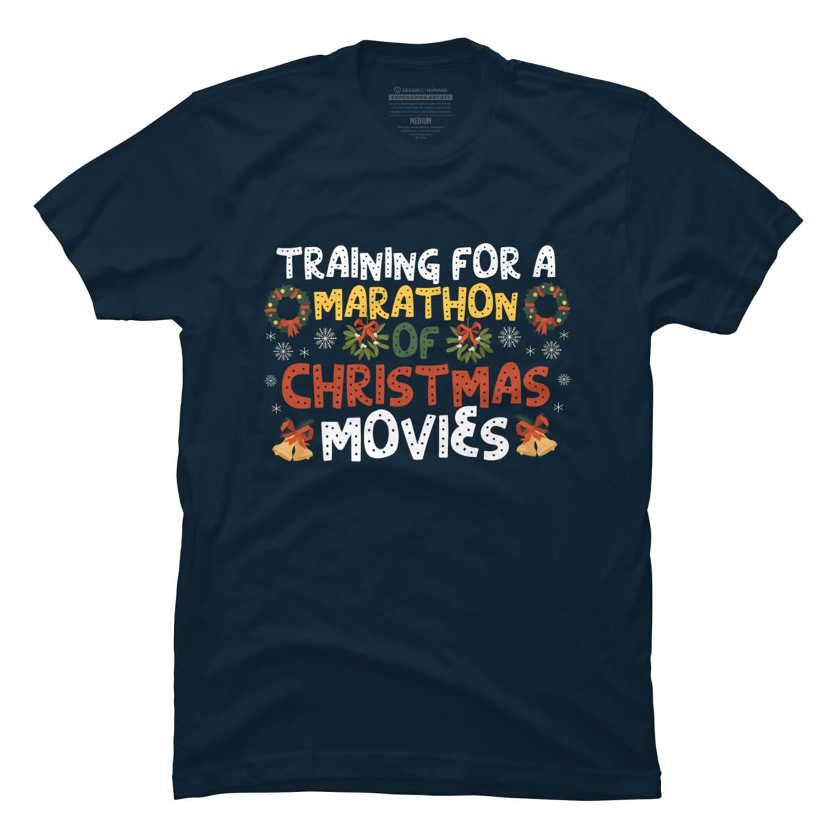 Design By Humans Men's Marathon Christmas Movie Training Graphic T-Shirt - Funny Holiday Tee for Movie Nights & Festive Gatherings
