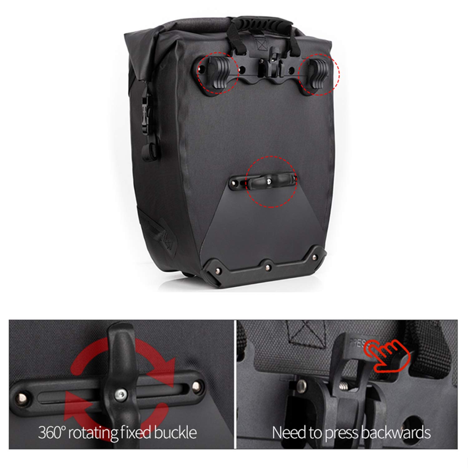 CoolChange 27L Waterproof Bicycle Panniers - Large Capacity Bike Rack Trunk Bag for Commuting, Touring & Outdoor Adventures