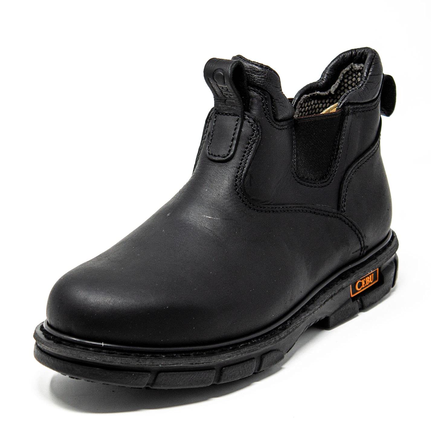 CEBU Men's 6-Inch Slip-On Work Boots - Soft Toe, Non-Slip Grip for Construction & Warehouse - Comfortable Safety Shoes for Outdoor Work & Heavy Duty Jobs