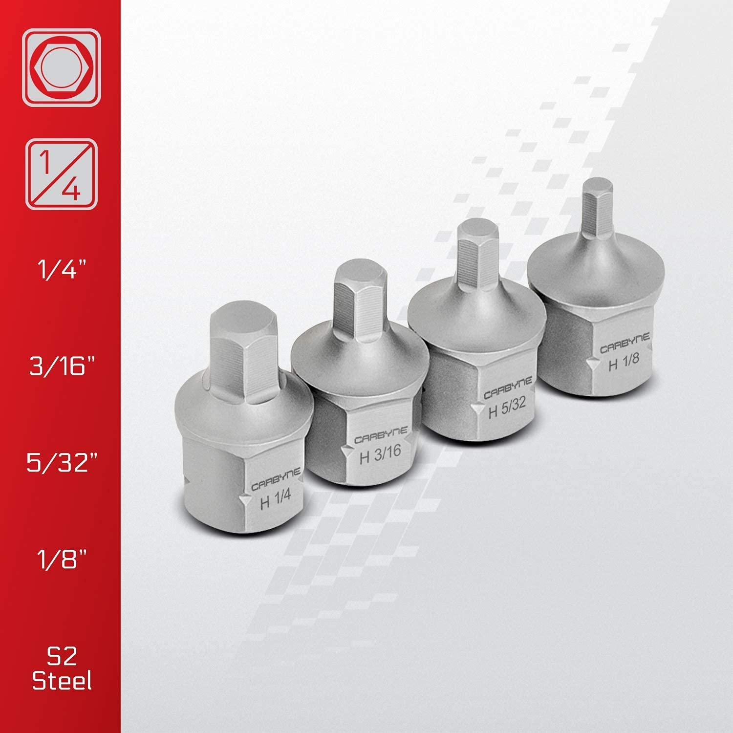 CARBYNE 2 Super Short Bit Socket Set - 9-Piece SAE Hex & 9-Piece Metric Hex for Tight Spaces & Automotive Repairs
