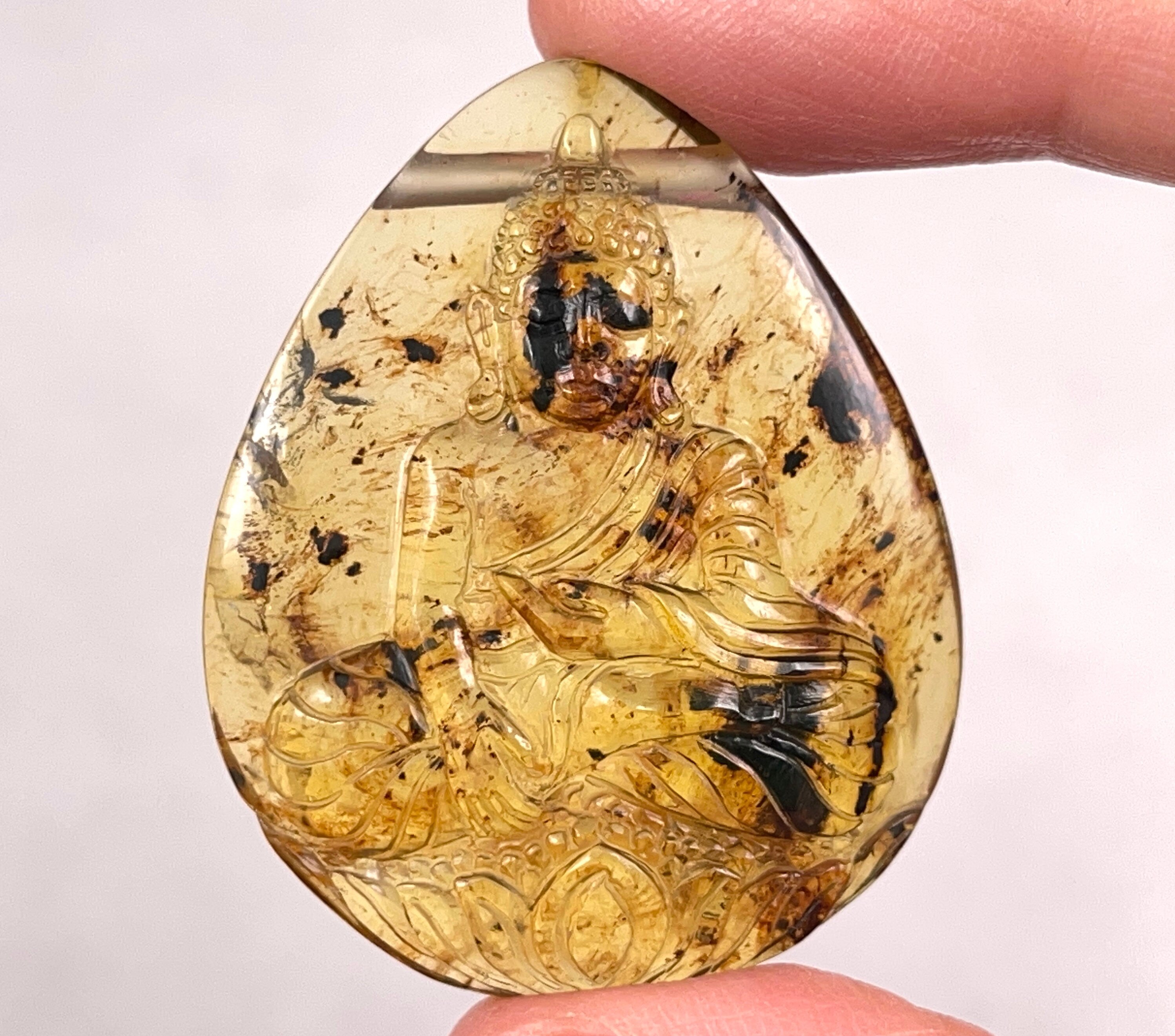 AMBER Crystal Buddha Statue - Hand Carved Healing Stone for Meditation, Home Decor & Housewarming Gift | Perfect for Yoga, Feng Shui & Spiritual Healing