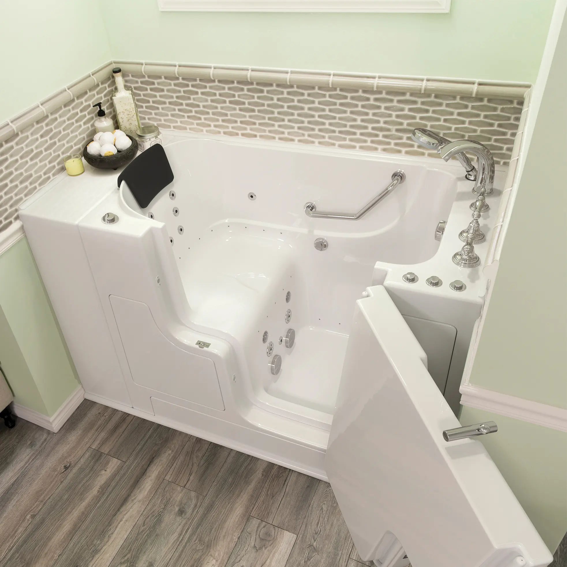 Premium 30 x 52 Inch Gelcoat Walk-In Bathtub with Air Spa & Whirlpool Systems - Right Hand Drain & Faucet - Ideal for Elderly & Mobility Support, Therapeutic Relaxation at Home