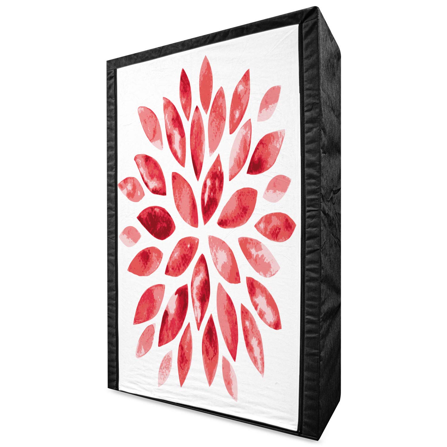 Ambesonne Floral Portable Fabric Wardrobe Closet Organizer with Shelves - 42.5 Inch Watercolor Flower Print Clothing Storage for Bedroom, Closet & Dorm - Ruby Red Boho Chic Home Decor