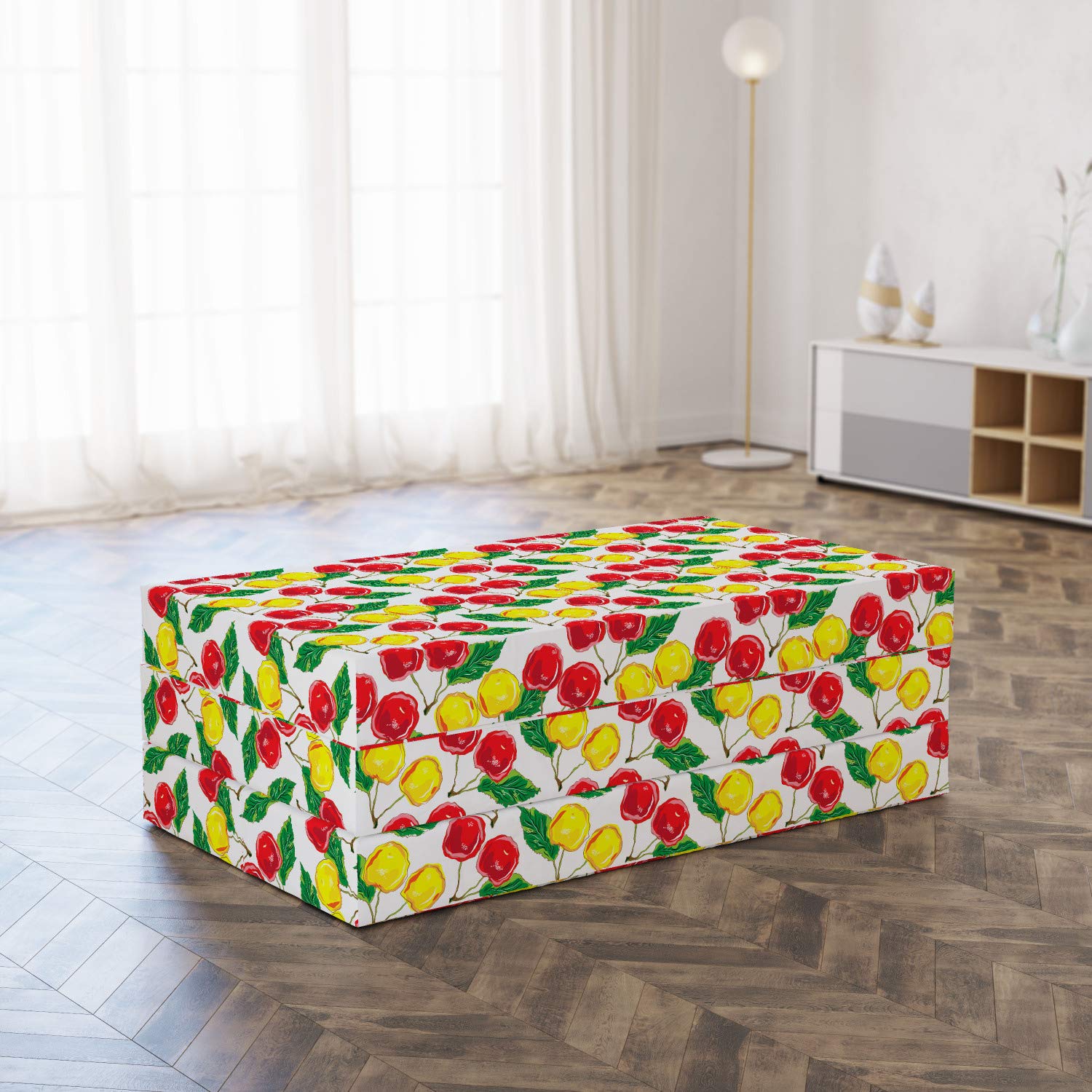 Ambesonne Foldable Mattress with Vibrant Cherry Print - 78.7