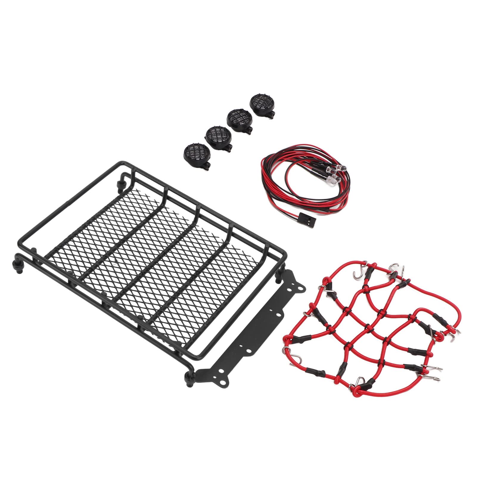 Emoshayoga Universal RC Car Roof Rack - Anti-Scratch LED Light Luggage Carrier for 1/10 1/12 1/14 Scale RC Vehicles | Durable & Portable Design for Off-Road Adventures & Night Racing