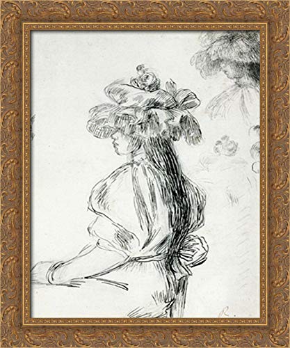 Pierre Auguste Renoir Little Girl Portrait - 20x24 Gold Ornate Wood Framed Canvas Art - Perfect for Living Room, Bedroom & Office Decor