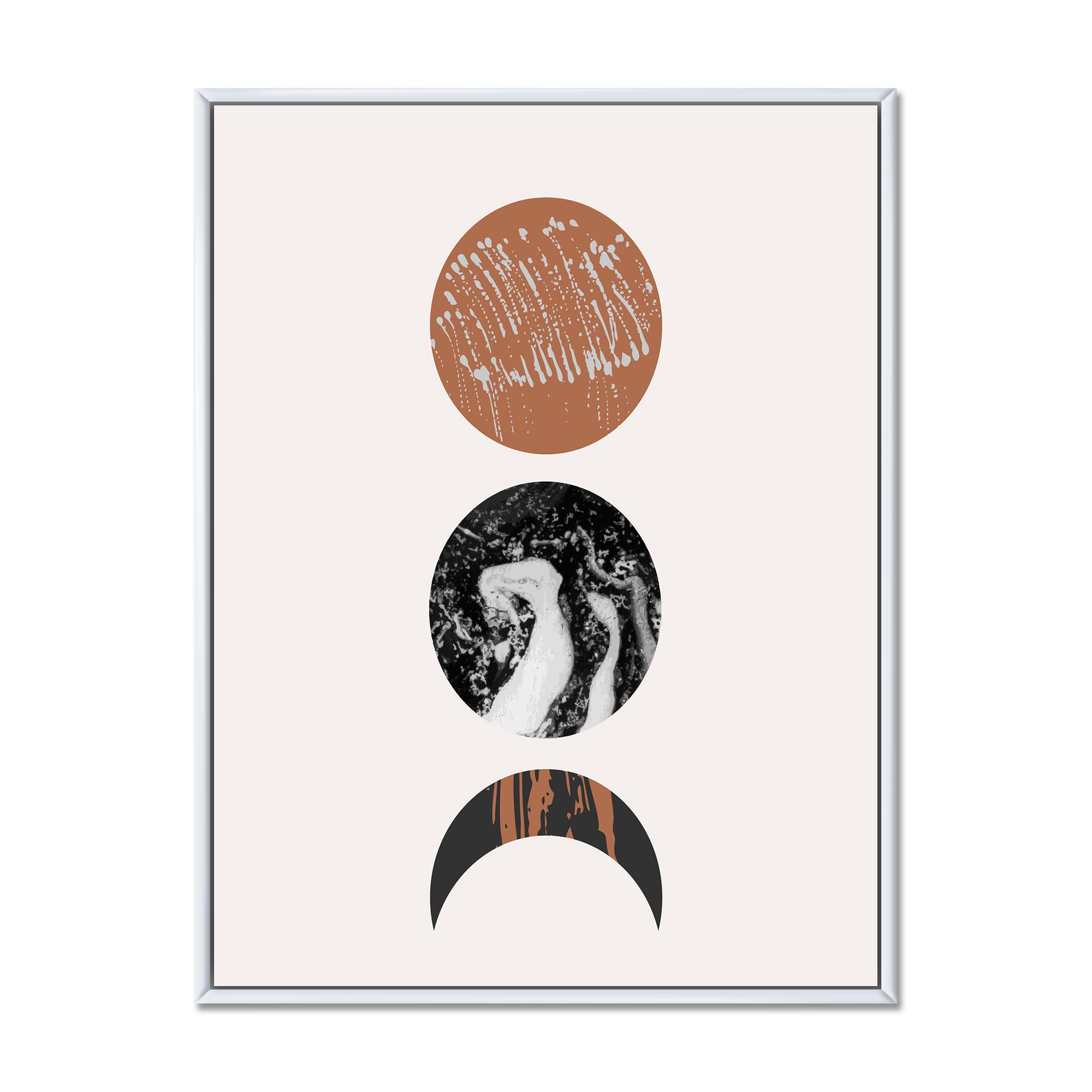 DesignQ Retro Abstract Sun and Moon Canvas Wall Art Print - Modern Framed Home Decor for Living Room, Bedroom & Office