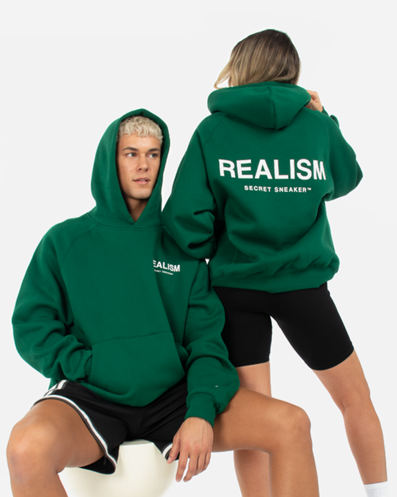 SSS Realism Back Logo Hoodie - Pine Green Men's Pullover Sweatshirt for Casual Wear & Street Style