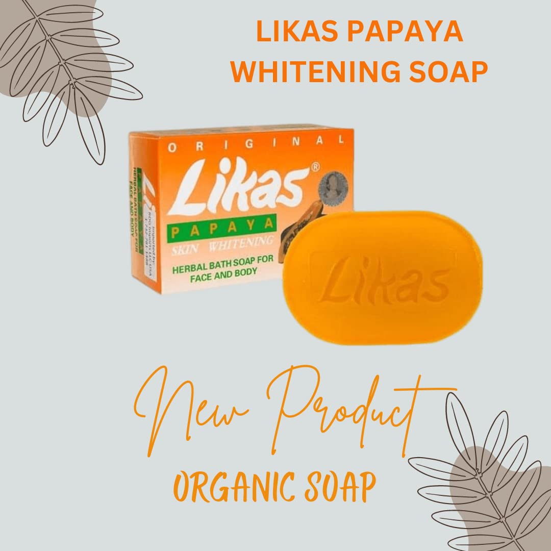 Likas Original Papaya Herbal Soap - Natural Skin Whitening & Exfoliating Bar for Face & Body - Perfect for Acne Treatment & Glowing Skin at Home Spa
