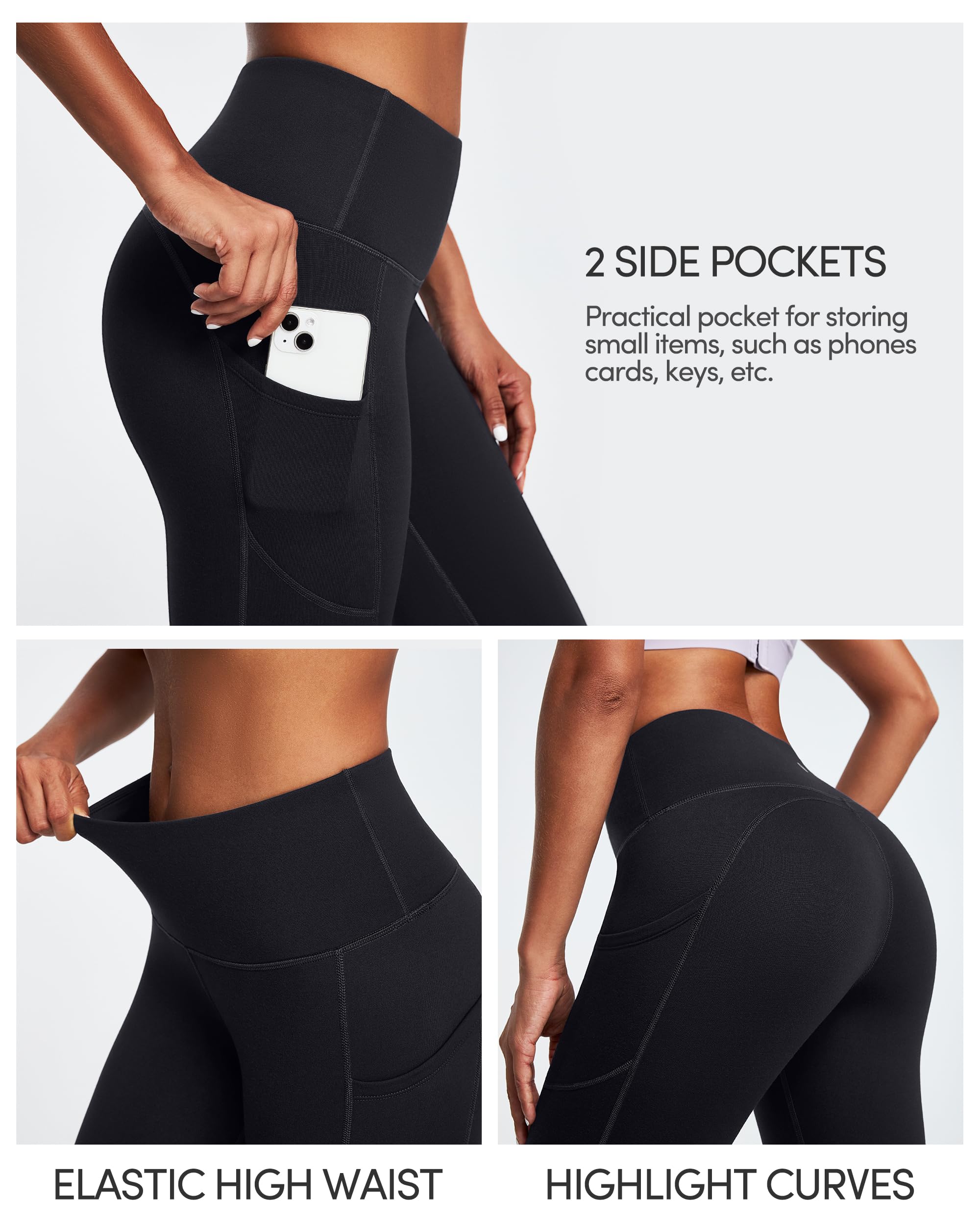 IUGA Women's Fleece Lined Thermal Leggings with Pockets - High Waisted Winter Yoga Pants for Workout, Running & Cold Weather Activities