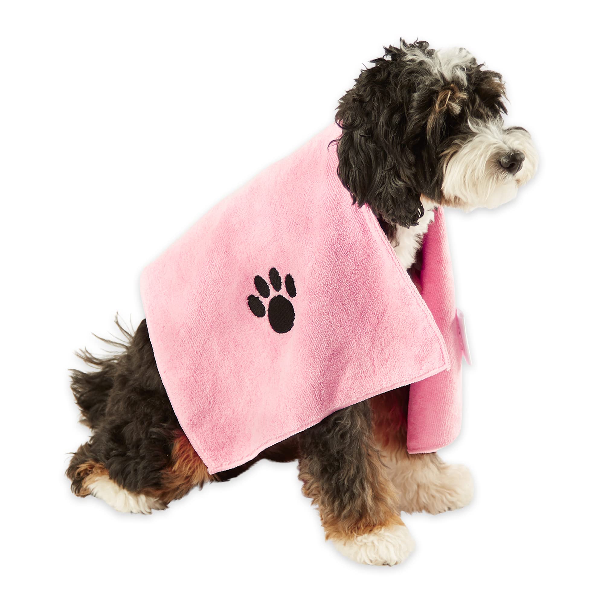 Bone Dry Pet Grooming Towel Set - Super Absorbent Microfiber Drying Towels with Embroidered Design (15x30 Inches, Pink, 3 Pack) - Perfect for Dogs, Cats & Small Pets After Bathing or Swimming