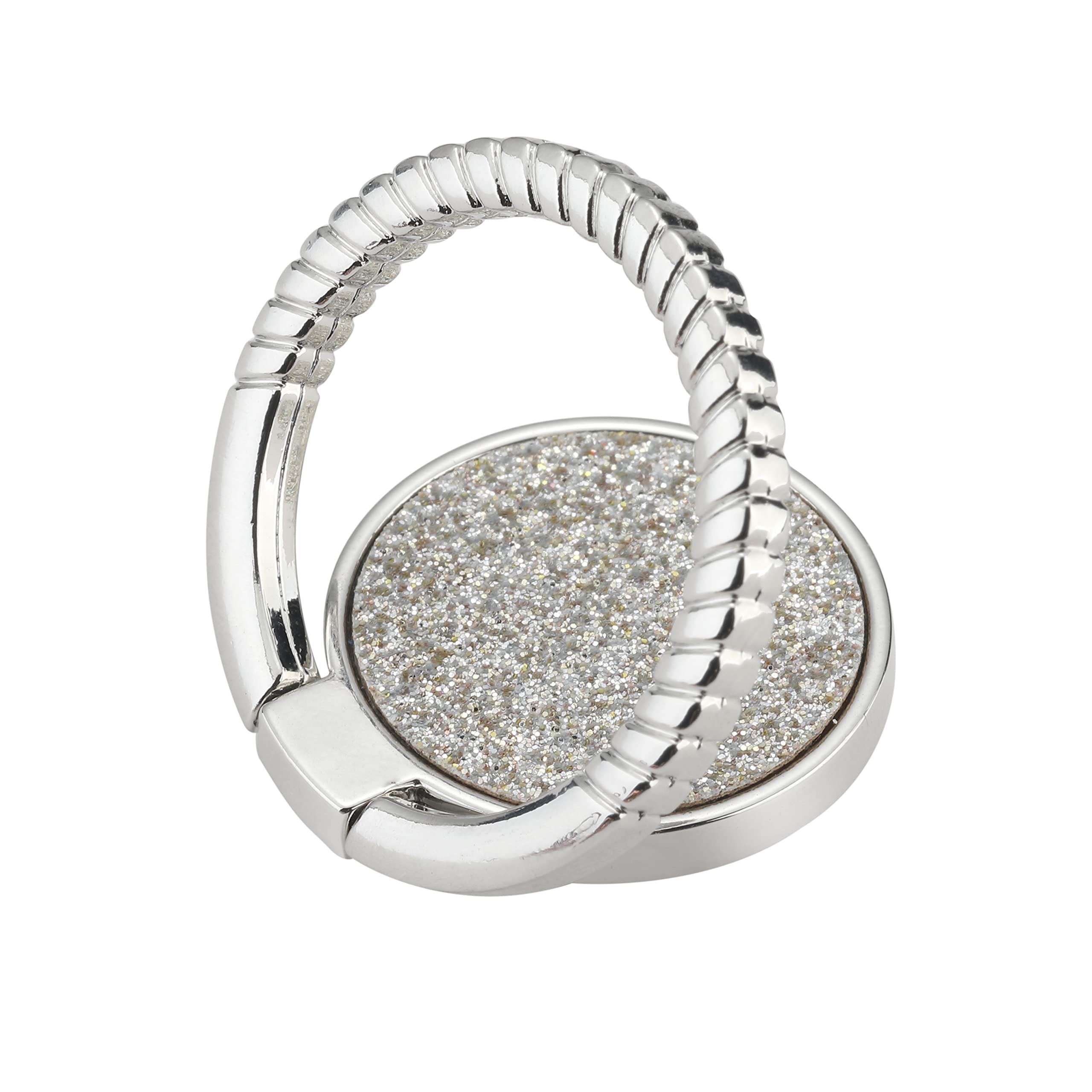 LAX Gadgets Cell Phone Ring Holder - Finger Grip & Stand for iPhone & Android - Sparkle Silver - Perfect for Work, Travel, and Selfies