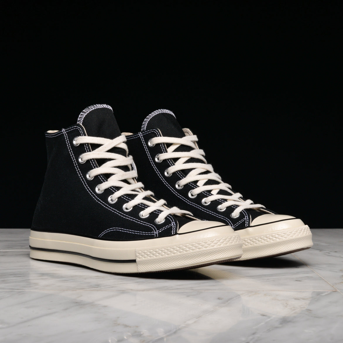 Chuck 70 High Top Sneakers - Classic Black & Egret Canvas Shoes for Men & Women | Casual Streetwear, Skateboarding & Everyday Fashion