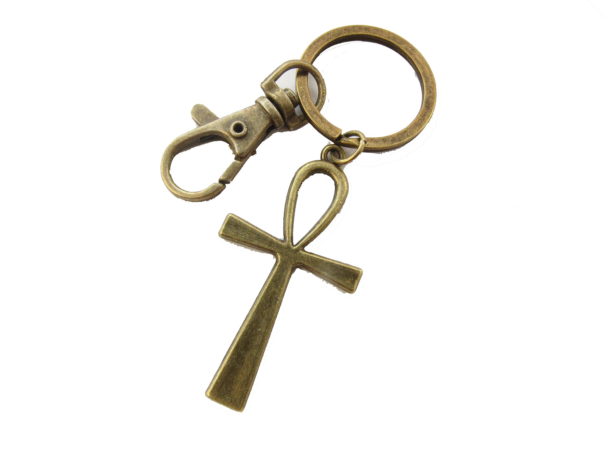Ancient Bronze Ankh Keychain - Egyptian Cross Key of Life with Swivel Clasp for Jewelry & Gifts