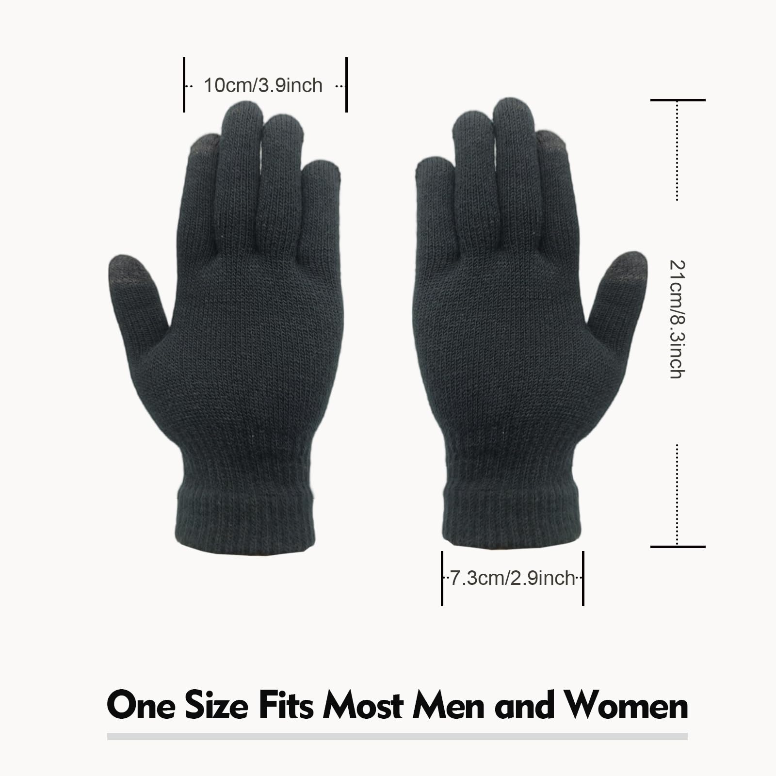YCKZEU 3 Pairs Winter Gloves for Men & Women - Touchscreen Compatible, Warm Fleece Lined Cold Weather Gloves - Perfect for Skiing, Snowboarding & Outdoor Activities