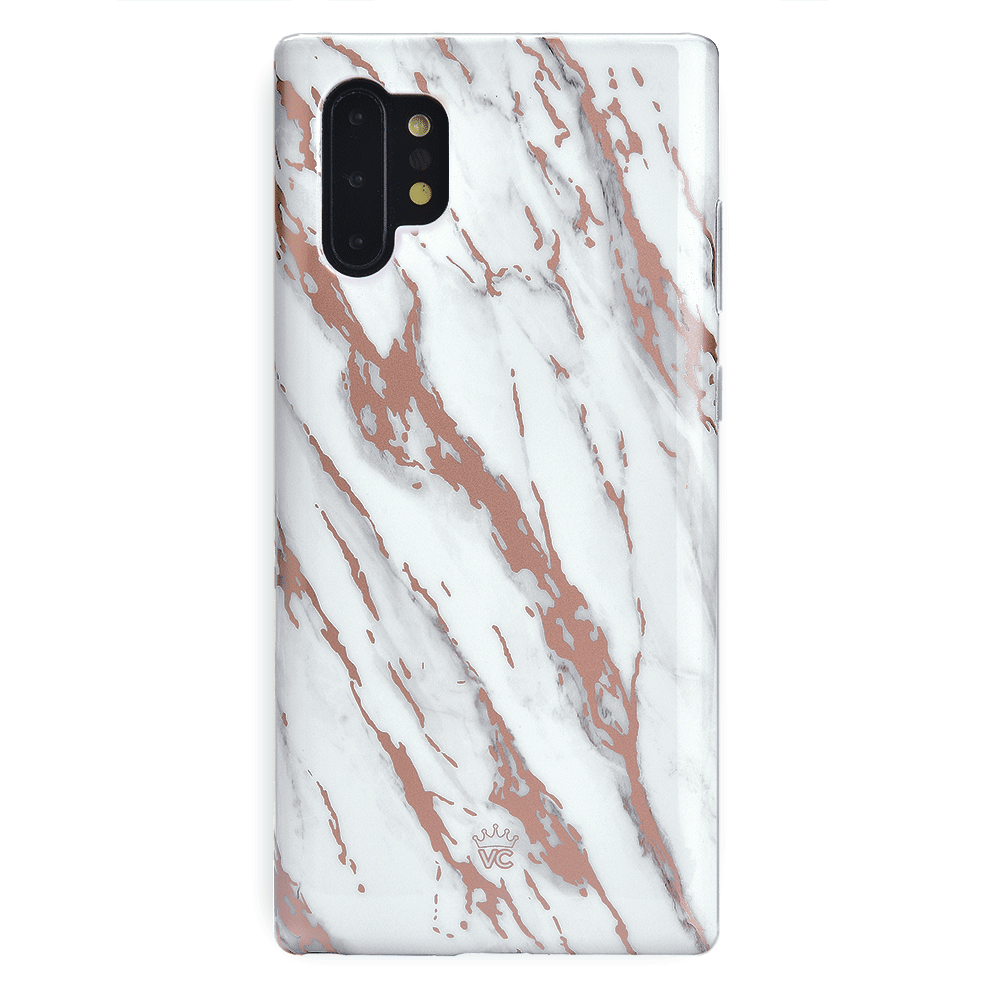 Elegant White Marble Rose Gold Chrome Case for Samsung Galaxy - Perfect for Everyday Use, Travel & Special Occasions