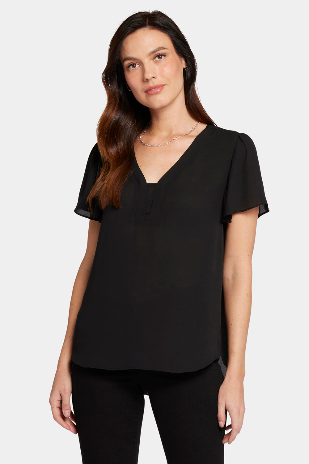 Elegant Flounce Sleeve Blouse for Women - Black Flowy Top for Office, Party & Date Night Outfits