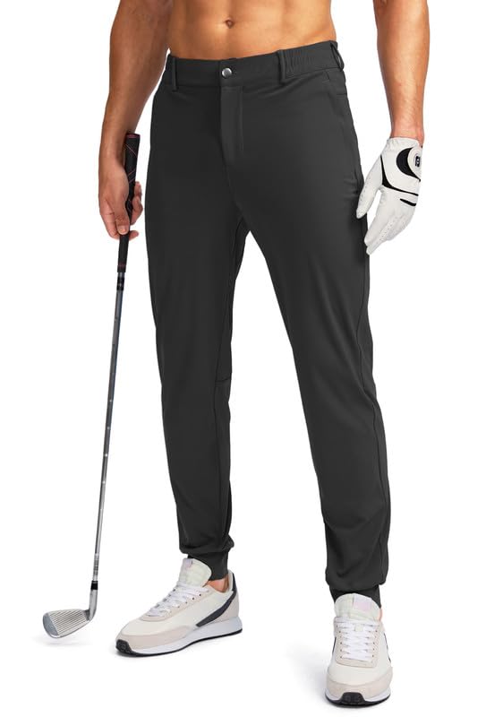 Pudolla Men's Slim Fit Golf Joggers with Zipper Pockets - Stretch Lightweight Sweatpants for Casual & Dress Wear - Perfect for Golfing, Workouts & Everyday Comfort