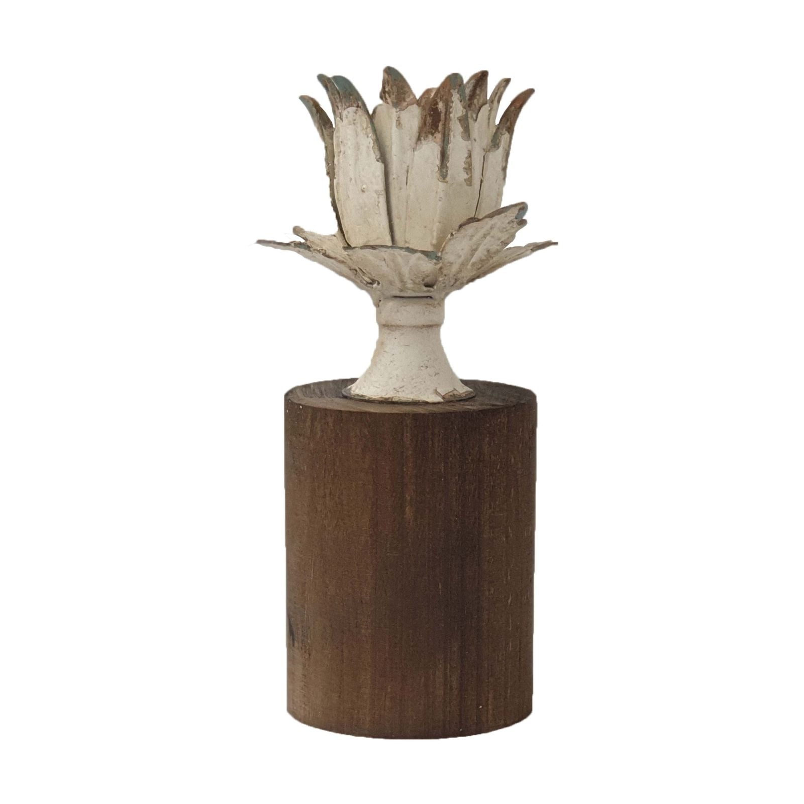 Urban Style Metal Flower in Bloom Candle Holder with Wooden Base - Perfect for Home Decor, Wedding Centerpieces & Romantic Ambiance