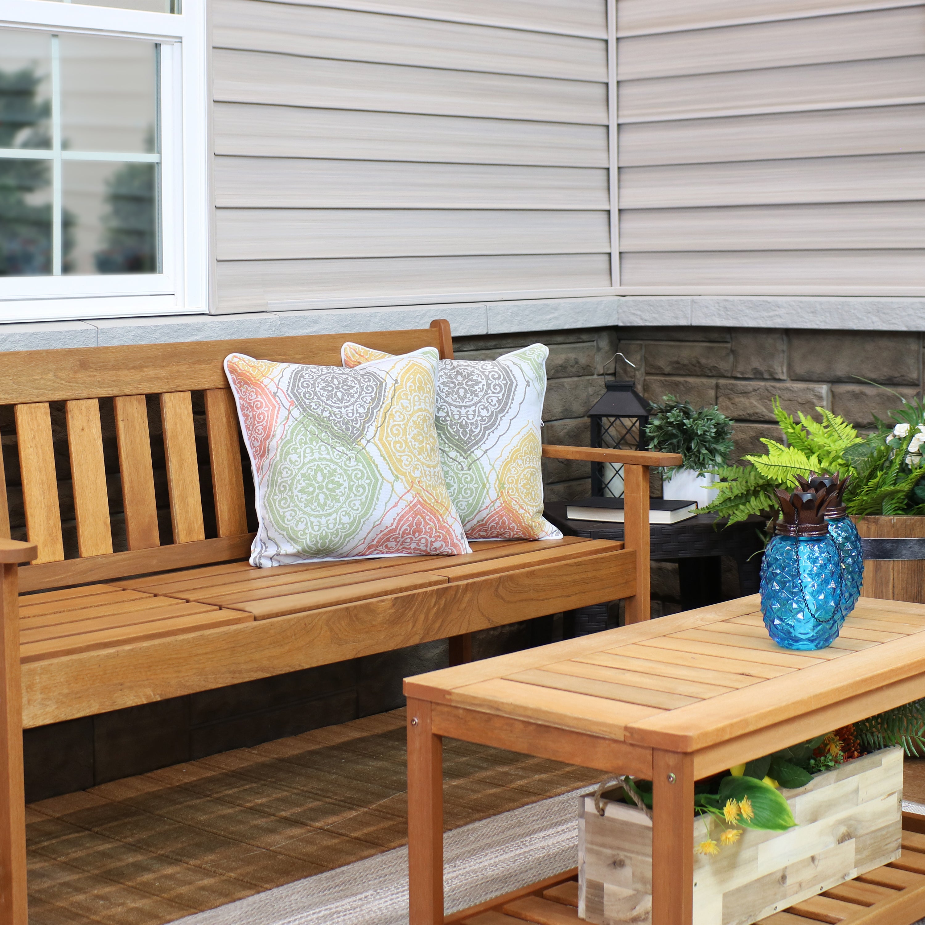 Stylish Sunnydaze Polyester Outdoor Decorative Throw Pillows Set of 2 - Waterproof & UV Resistant for Patio, Garden, Poolside & Porch Decor