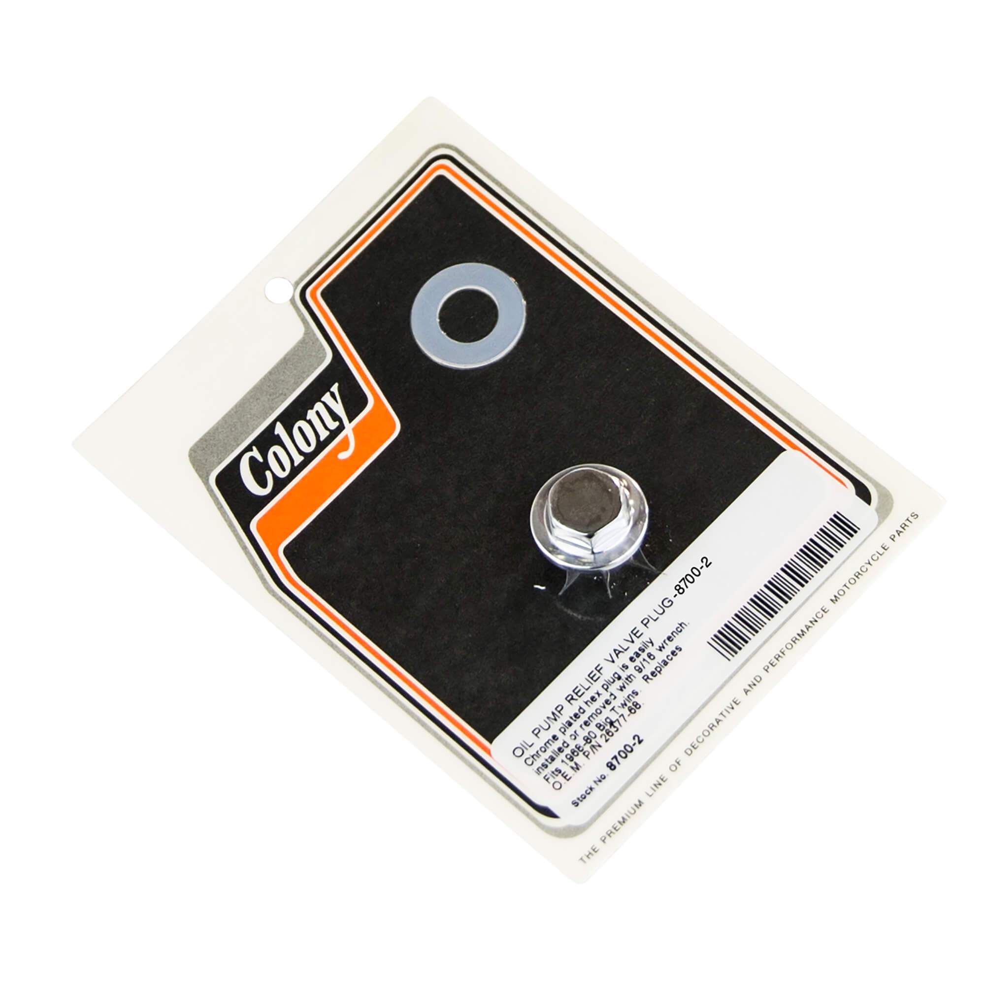 Original #8700 2 Oil Pump Relief Valve Plug for 1968-1980 Harley Davidson Big Twins - OEM #26377-68 - Chrome Plated Replacement Part - Perfect for Engine Repair & Motorcycle Restoration Projects