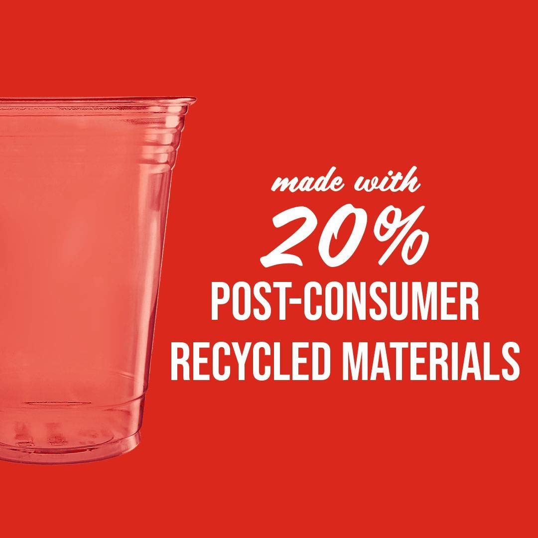 SOLO Clear Recycled Plastic Party Cups 18 Oz (184 Count) - Eco-Friendly Disposable Cups for Parties, Events & Gatherings
