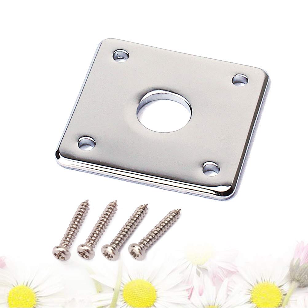 Electric Guitar Input Jack Plate - Metal Guitar Plug & Jack Replacement Part with Quartet Screw - Perfect for DIY Guitar Repairs & Upgrades