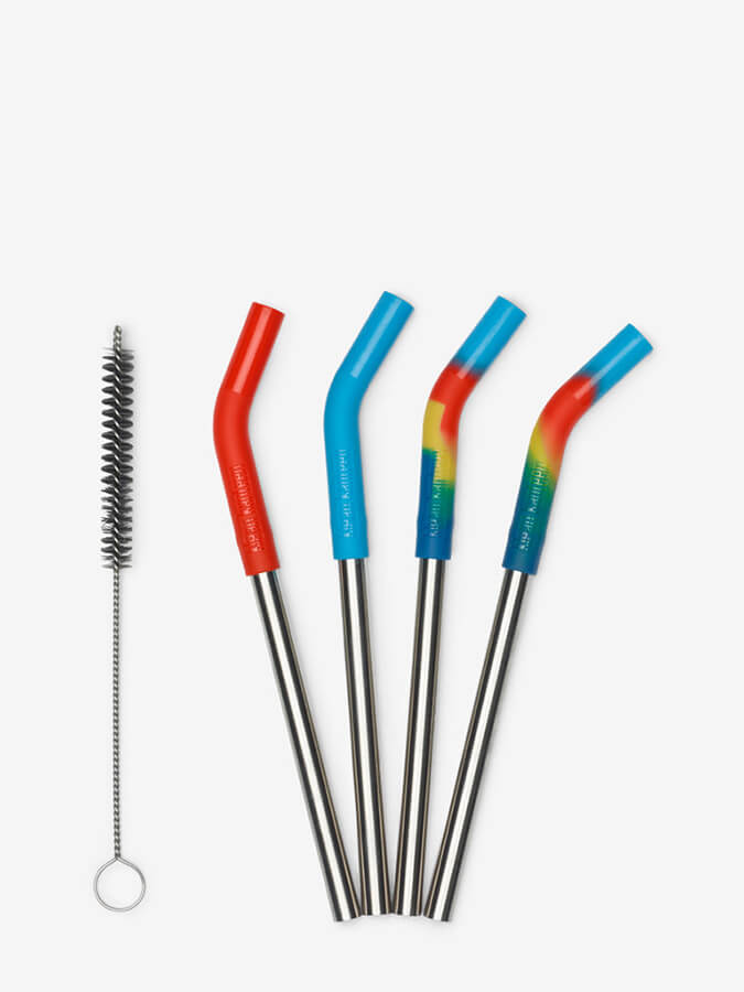 Klean Kanteen 4-Piece Reusable Stainless Steel Straw Set - Short, Multi-Color Drinking Straws for Smoothies, Iced Coffee & Cold Beverages at Home or On-the-Go