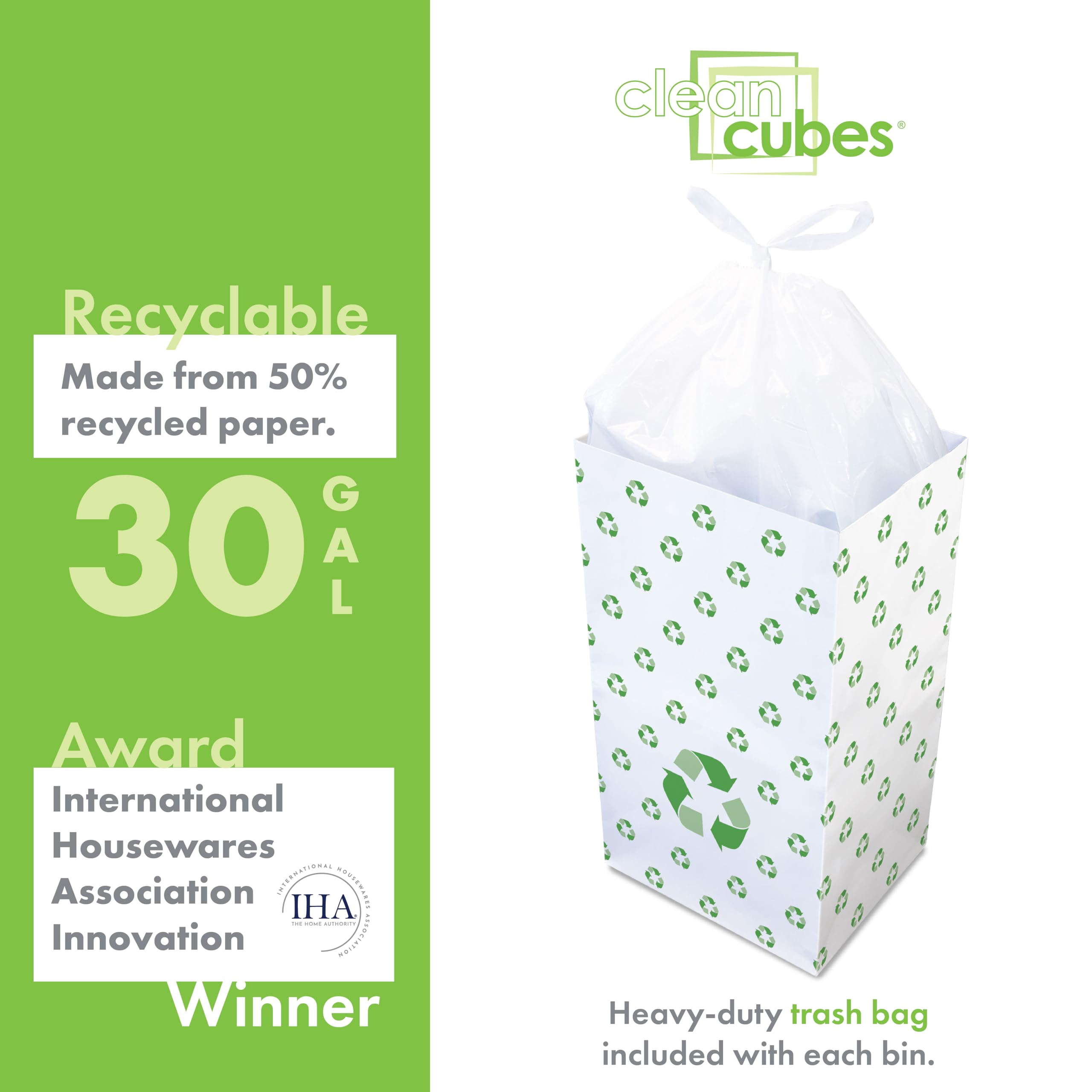 30 Gallon Disposable Trash Cans (3-Pack) - Heavy Duty Reusable Garbage & Recycling Bins for Parties, Events, Home & Office Use - 30
