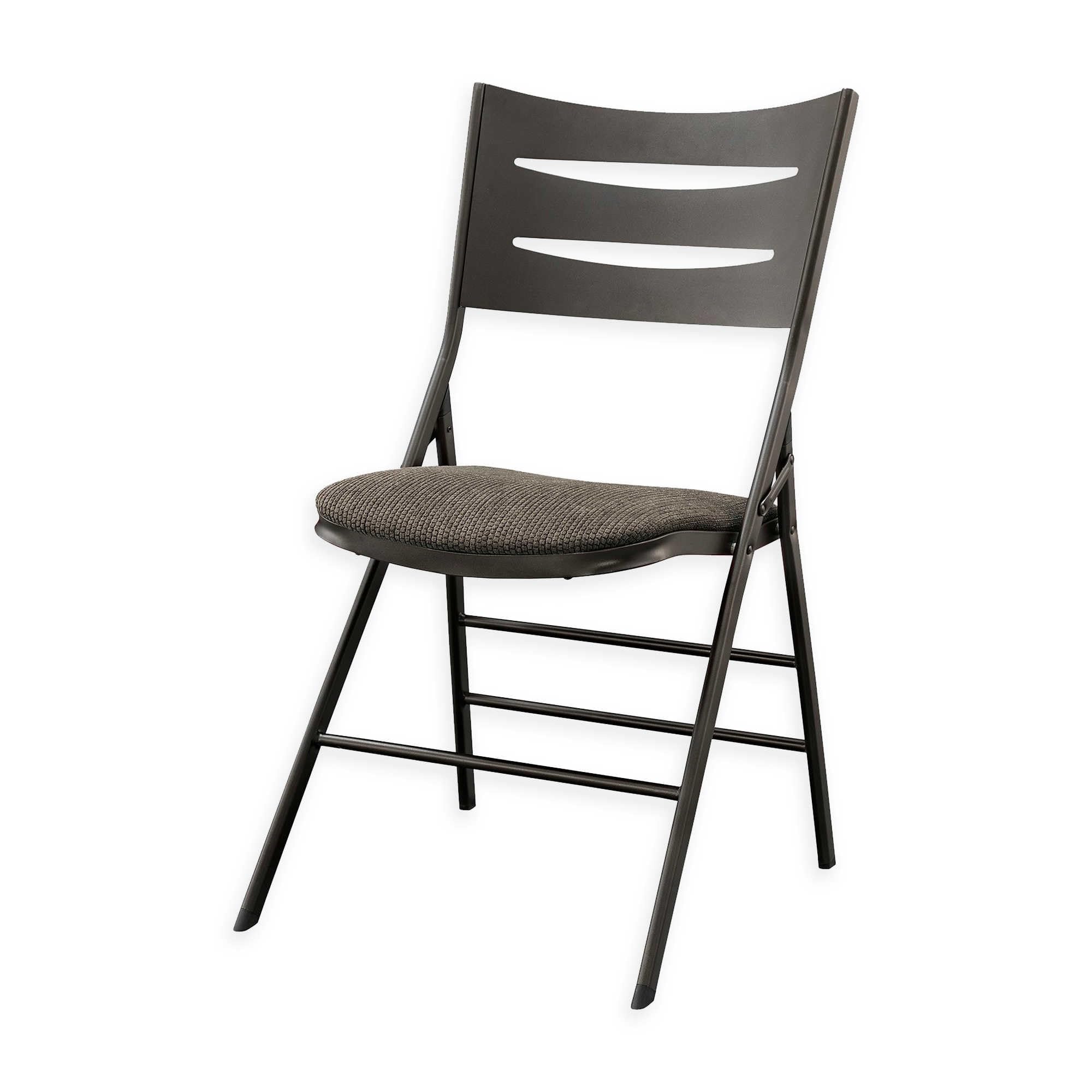 MECO Sudden Comfort Destiny 3 Slat Back Padded Folding Chair with Contoured Backrest & Steel Frame - Indoor Outdoor Event Chairs, Patio, Camping, Picnic, Beach, Backyard (Set of 4, Cinnabar Red)