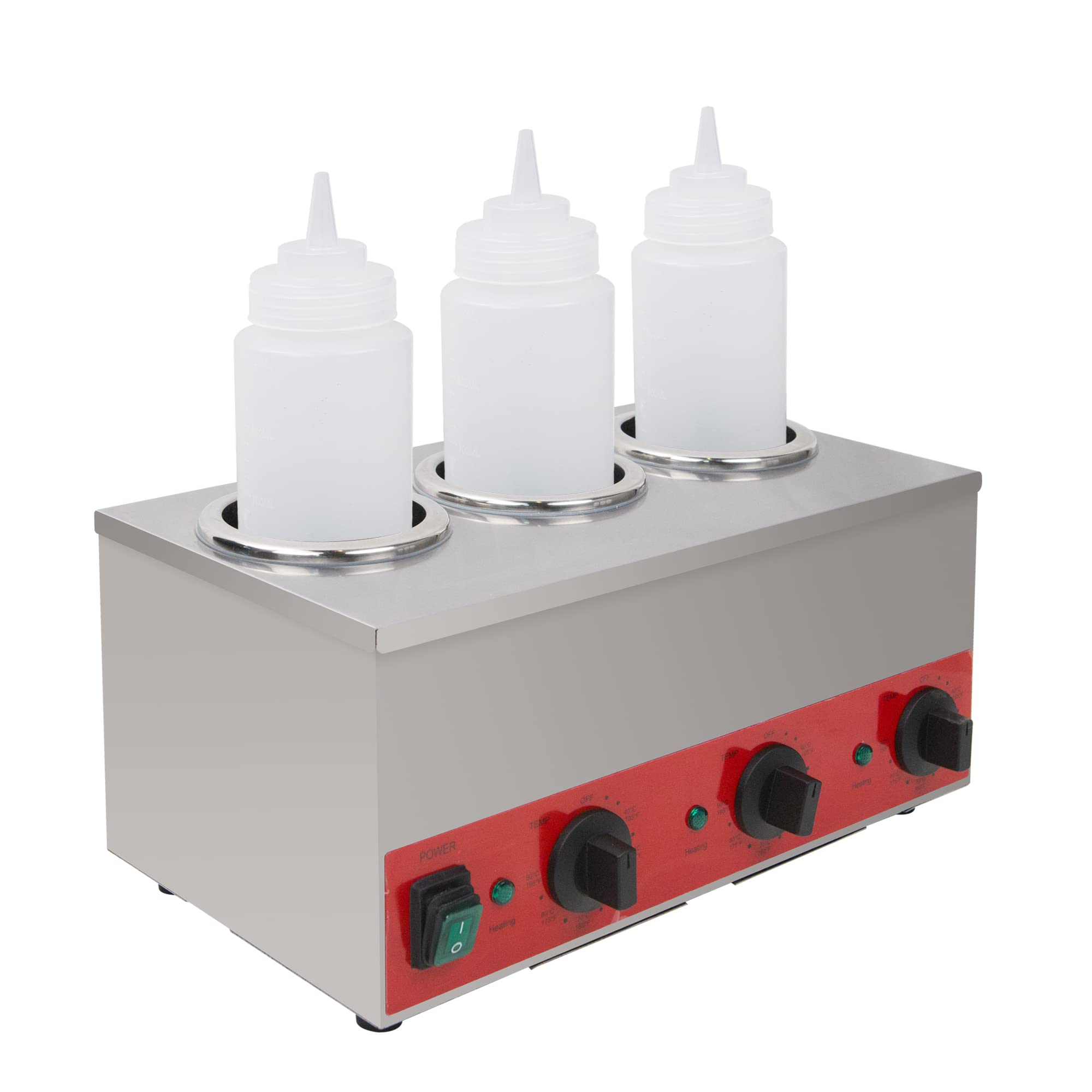 **Commercial Electric Sauce Bottle Warmer - 3 Grid Squeeze Bottle Warmer for Nacho Cheese, Jam, Chocolate & Butter (105-195℉, 110V) - Perfect for Restaurants, Catering & Home Kitchens**