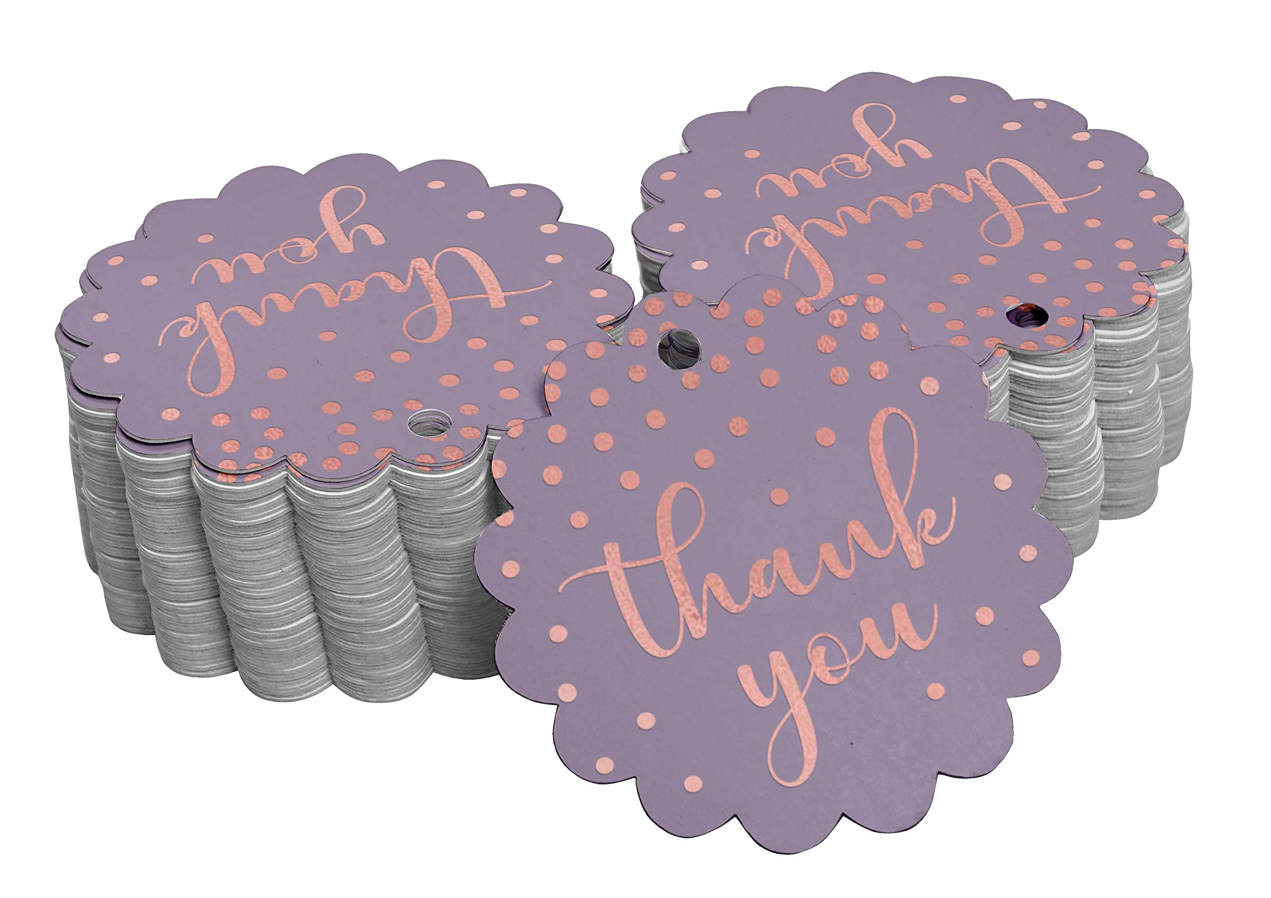 100 Pack Rose Gold Foil Thank You Tags - Elegant Bridal Shower Favor Hang Tags for Wedding, Baby Shower & Party Decorations
