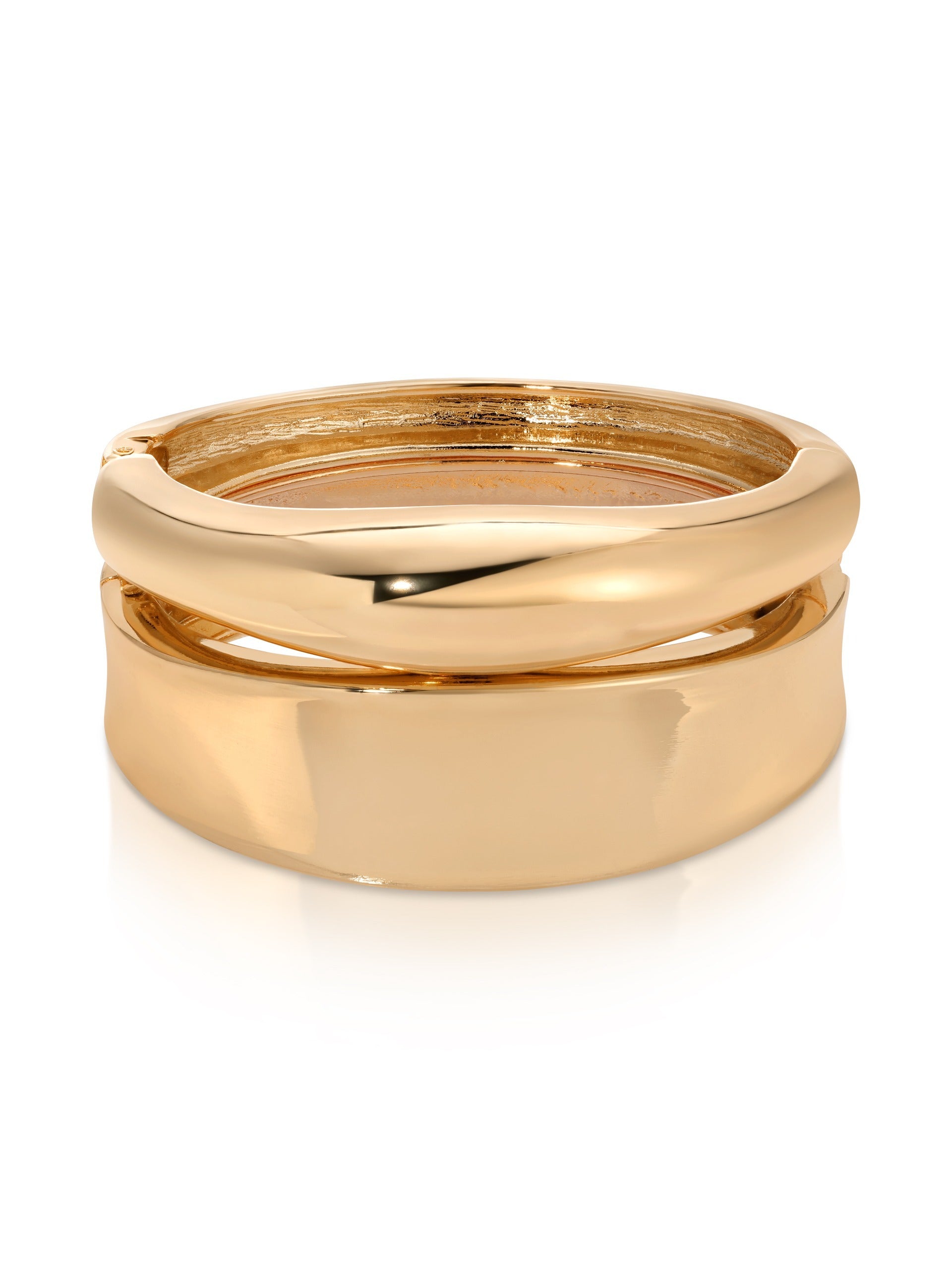 Elegant Double Golden Bangle Set for Women - 18K Gold Plated Stackable Bracelets - Perfect for Parties, Weddings & Everyday Wear