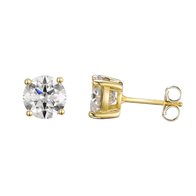 Luxury 925 Sterling Silver Moissanite Stud Earrings for Women - 0.5-2 Carat Micro-Paved Pierced Ear Studs in Gold/Silver - Perfect for Everyday Wear, Office & Special Occasions