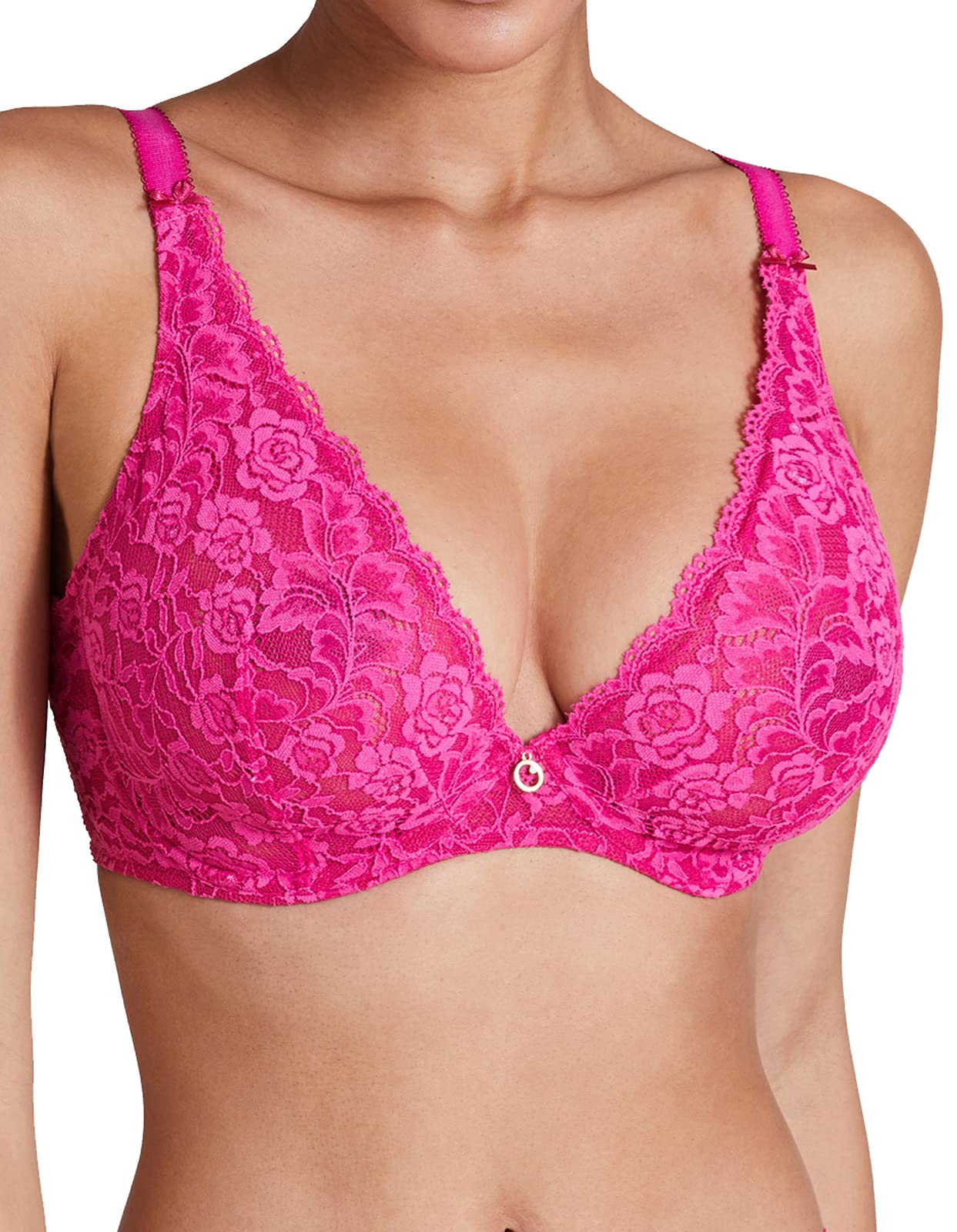 Aubade Women's Rosessence Comfort Plunging Triangle Bra - Sexy Lace Underwire Bra for Date Night & Special Occasions