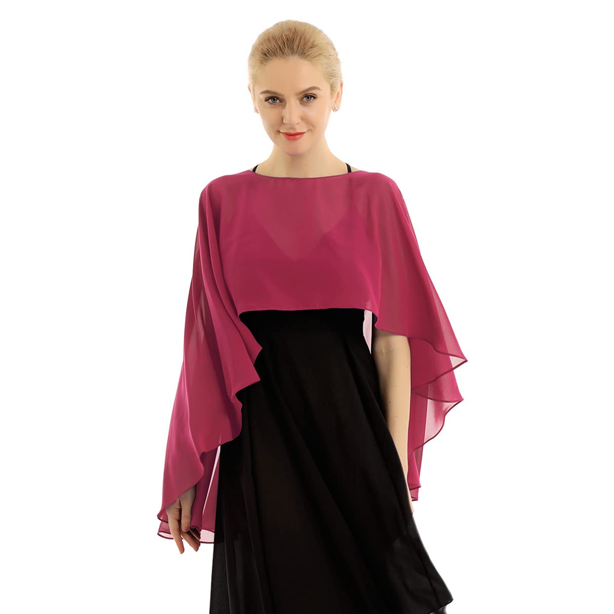 Elegant Chiffon High-Low Shawl Wrap for Women - Perfect for Weddings, Evening Dresses & Special Occasions | Lightweight Cape Shrug for Parties, Prom & Formal Events