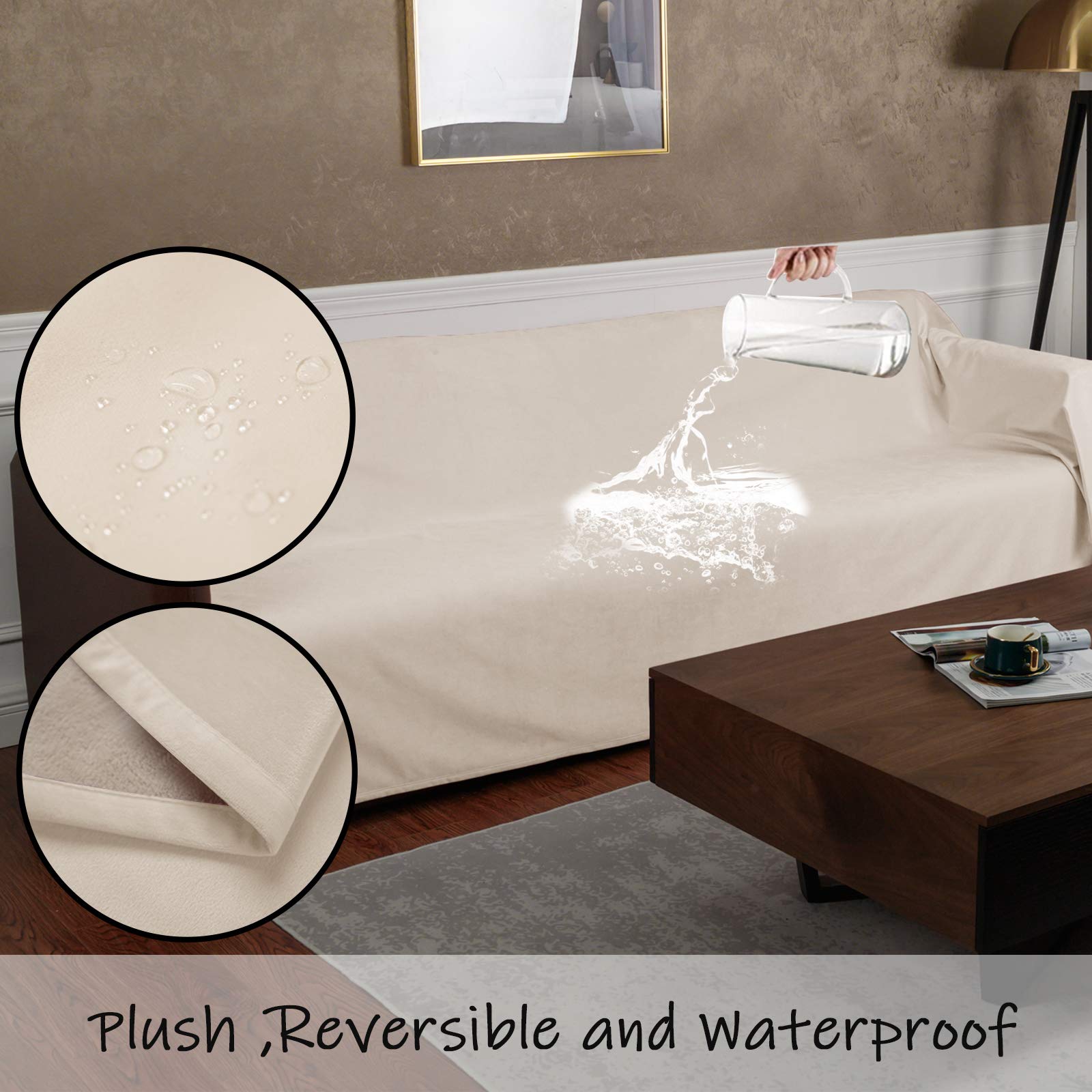 Ameritex Reversible Waterproof Pet Blanket - Super Soft Velvet Dog & Cat Bed Cover for Sofa, Couch, Bed - 40x60 Inches Cream Beige - Protects Furniture from Hair, Scratches & Accidents
