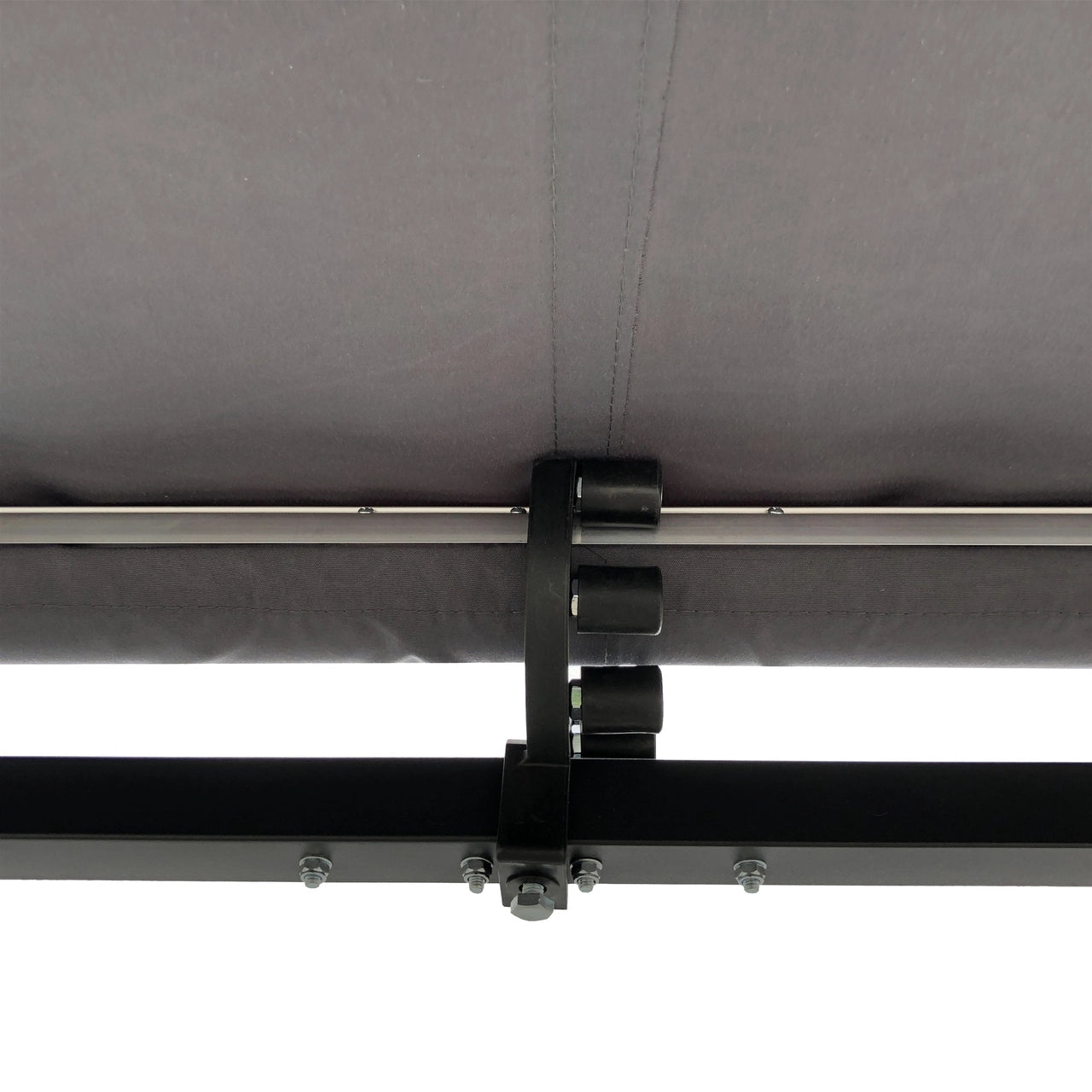 Aleko 10 x 8 Feet Motorized Retractable Patio Awning - Black Frame with Gray Fabric for Outdoor Shade & Sun Protection - Perfect for Backyard, Deck, and Poolside Relaxation