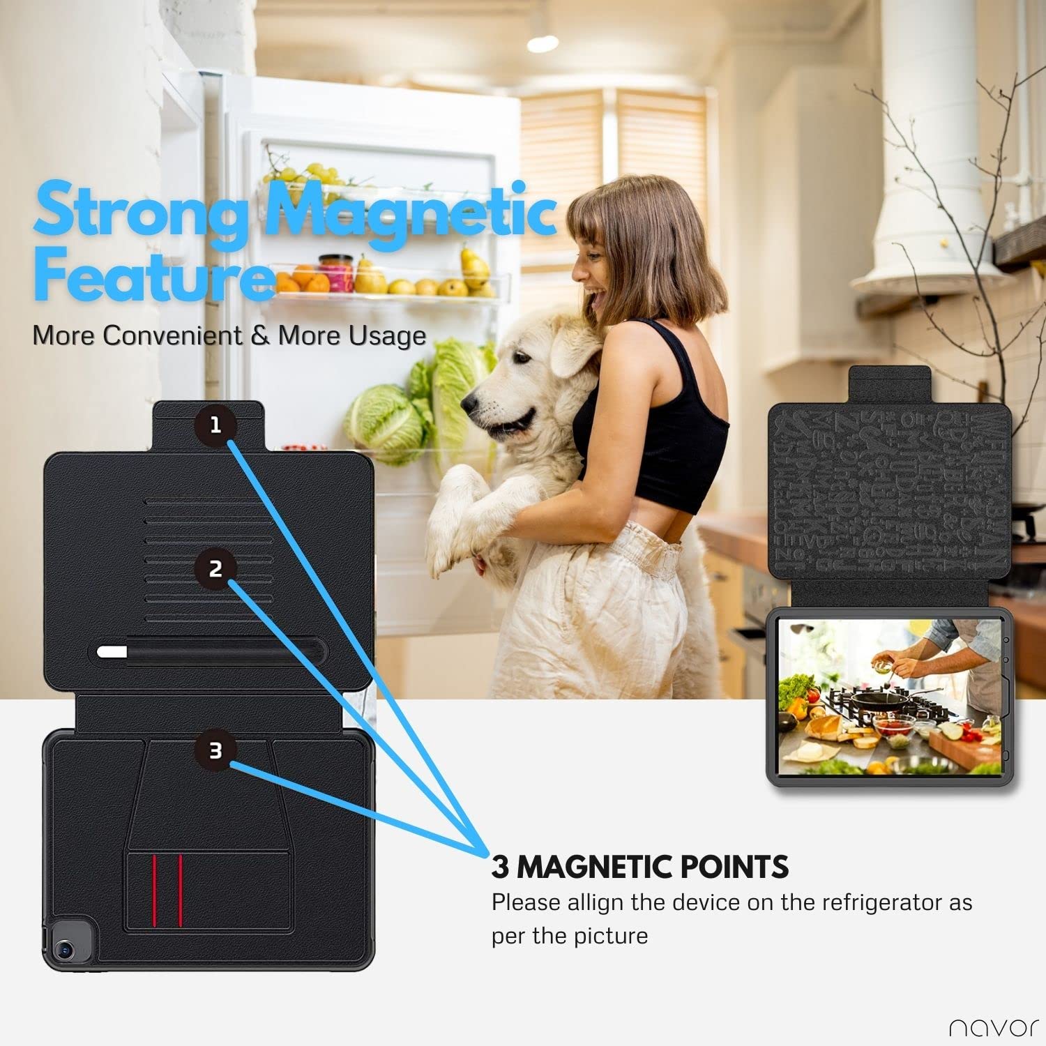 Navor Smart Case for iPad Air 5 (2022) & Air 4 (2020) 10.9 Inch - Also Compatible with iPad Pro 11 (2018/2020/2021) - Shockproof Magnetic Stand Cover with Multiple Viewing Angles - Perfect for Work, Study and Entertainment
