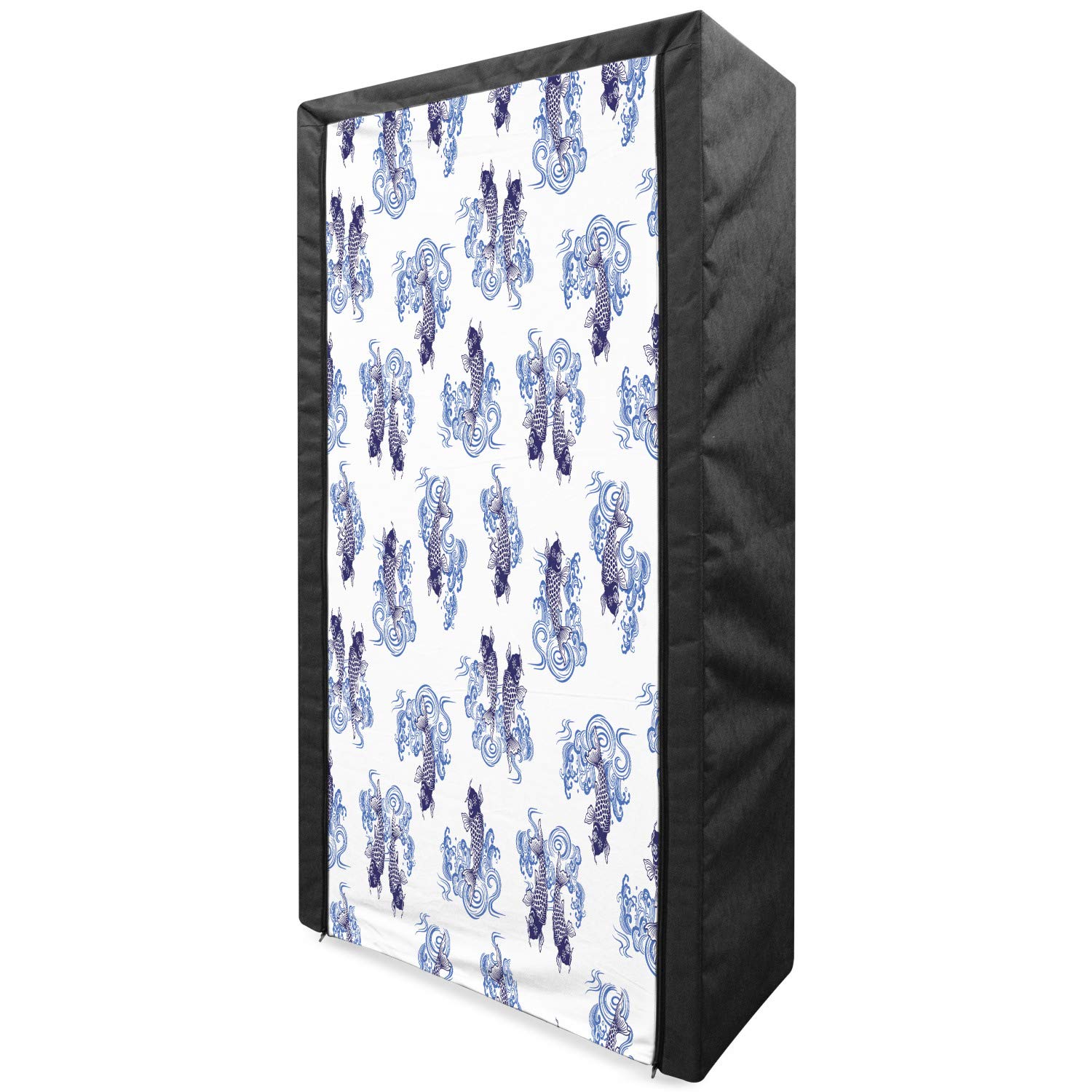Ambesonne Japanese Portable Fabric Wardrobe with Underwater Creature & Love Couples Print - 33.5