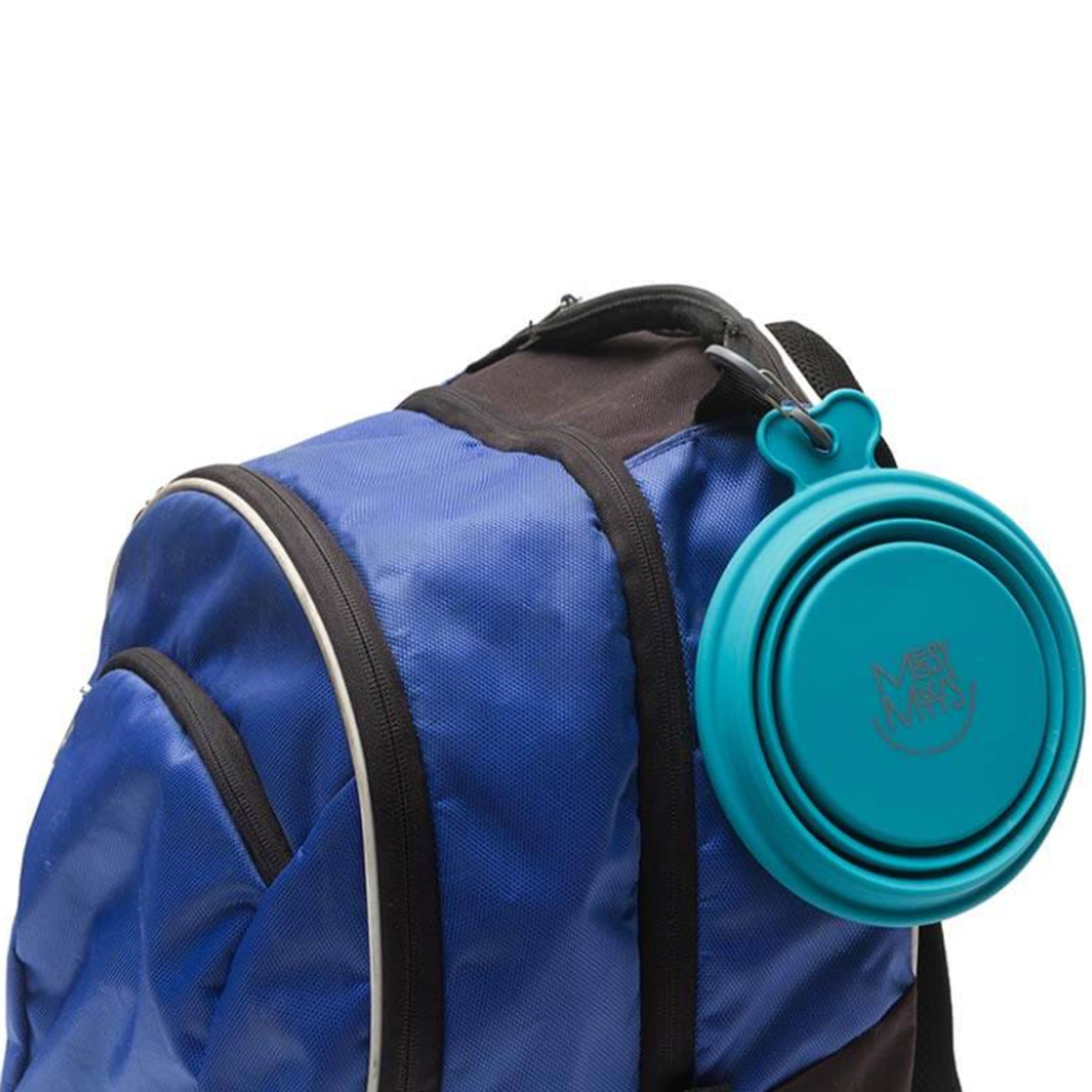 Messy Mutts Collapsible Travel Dog Bowl - Portable Silicone Pet Food & Water Dish for Hiking, Camping & Outdoor Adventures - Blue