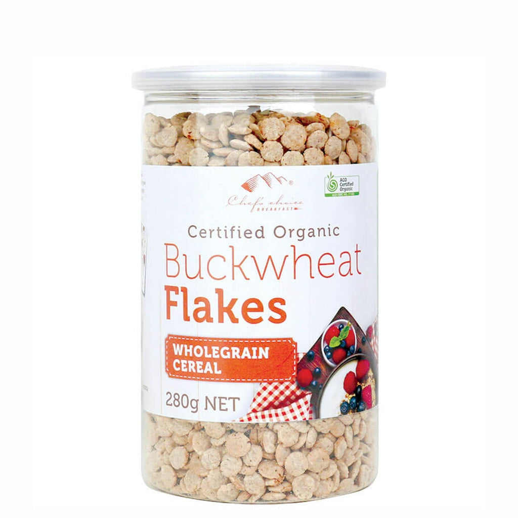 Organic Buckwheat Flakes by Chef's Choice - Gluten-Free, Non-GMO Breakfast Cereal for Healthy Eating & Smoothie Bowls