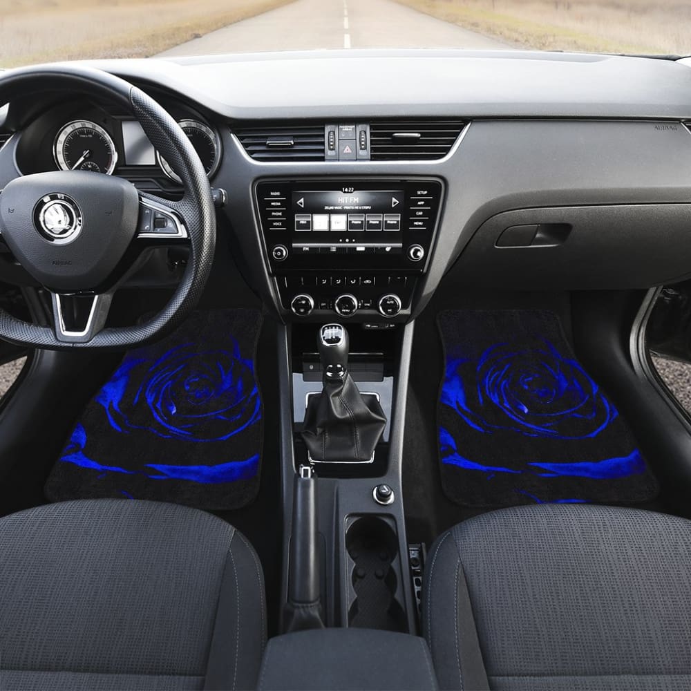 Premium Blue Rose Floral Car Floor Mats - Non-Slip Custom Fit All-Weather Protection for Sedans & SUVs | Perfect for Daily Commute, Road Trips & Car Interior Decor