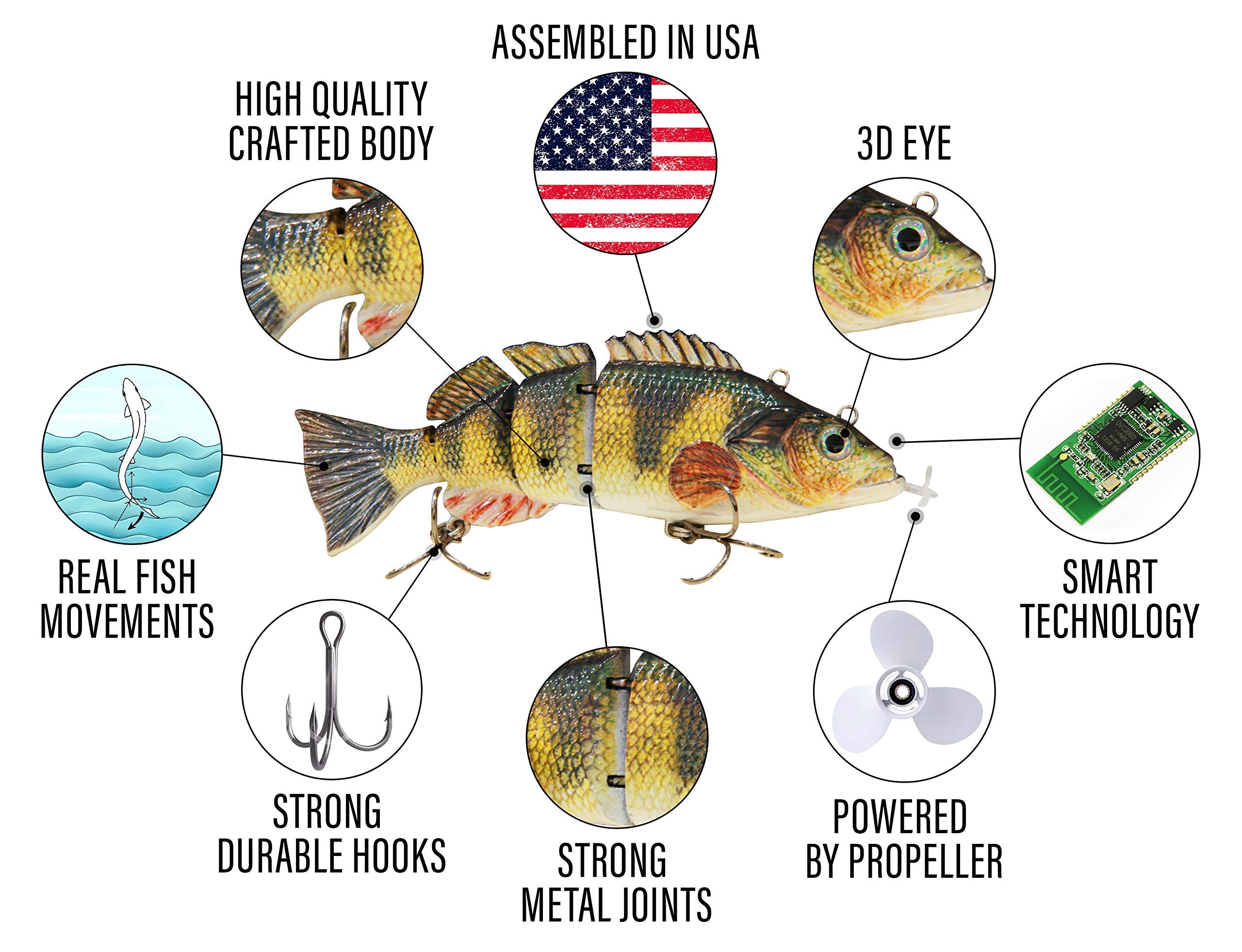 Premium Electric Fishing Lure - Multifunctional Poppers & Animated Swimbait for Bass, Trout & Saltwater Fishing | High-Quality Artificial Bait for Freshwater & Ocean Fishing | Perfect for Kayak, Boat & Shore Fishing Adventures