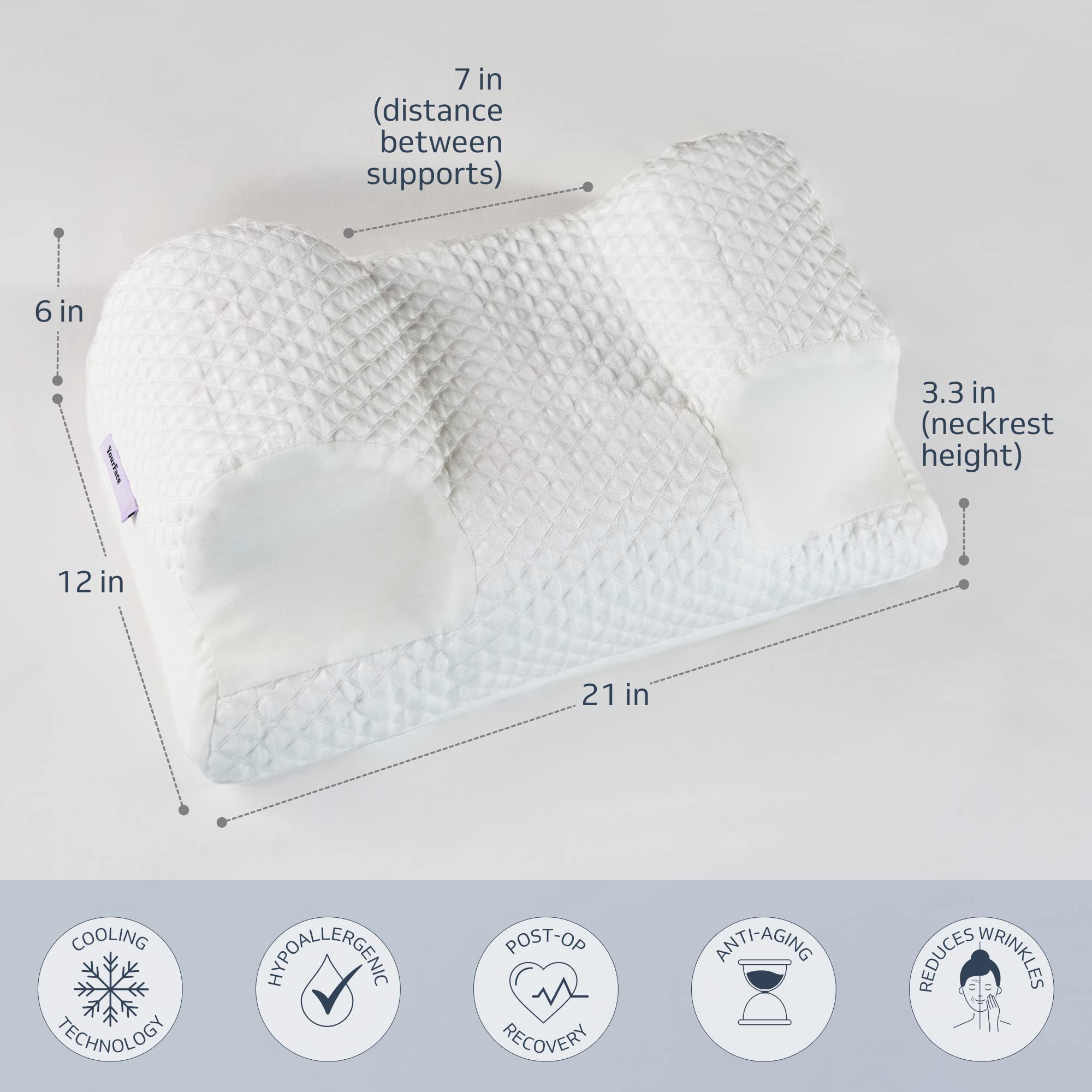 YourFacePillow - Orthopedic Memory Foam Pillow for Back Sleepers | Cervical Neck Support & Ergonomic Design | Cooling Satin Cover | Reduces Wrinkles & Pressure Points | Perfect for Side & Back Sleepers, Travel & Post-Surgery Recovery