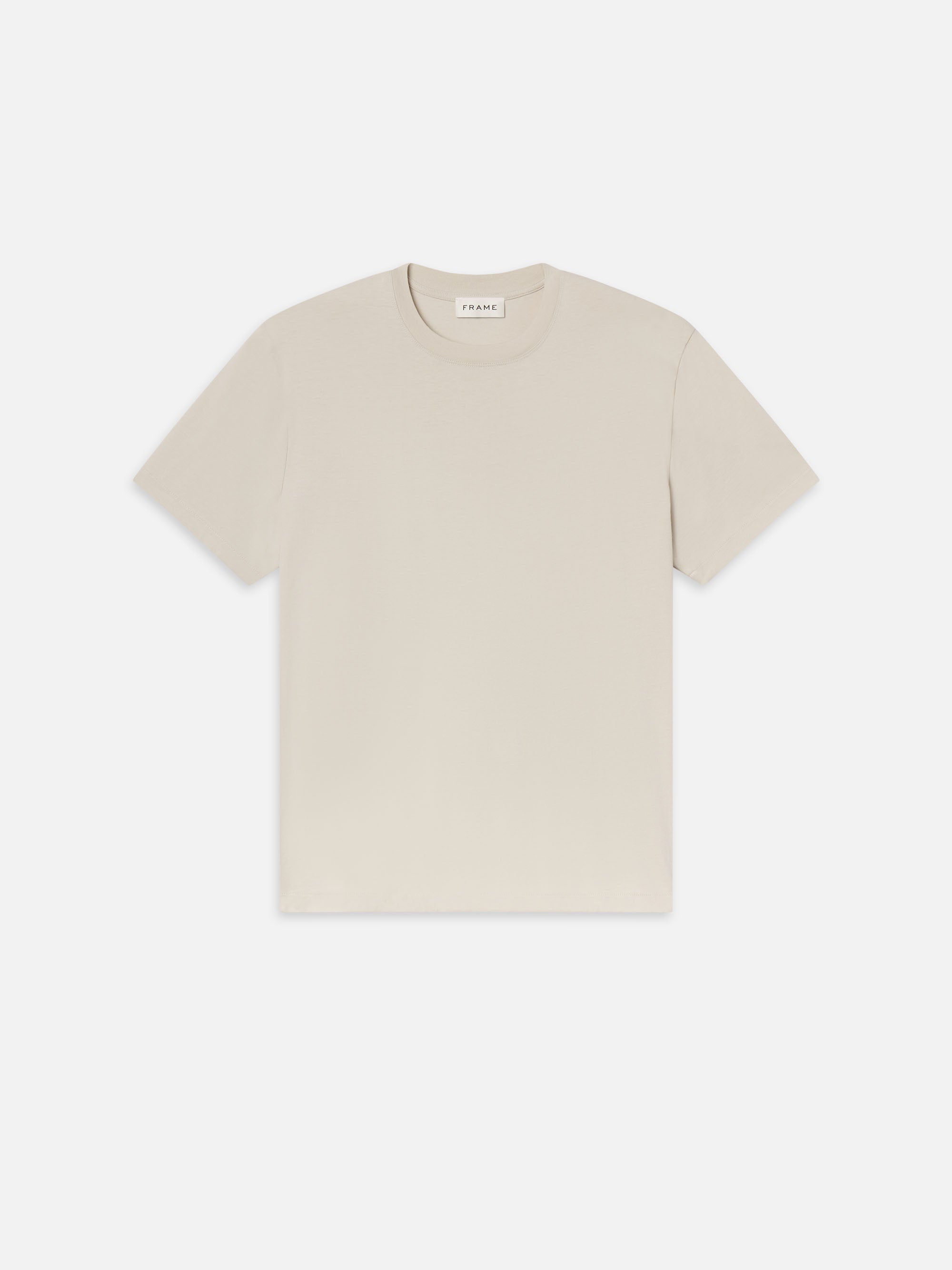 Frame Logo Tee - Stone Beige Cotton T-Shirt for Men & Women | Casual Wear, Street Style, Everyday Outfit