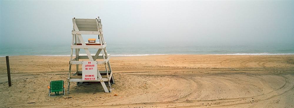 Peel & Stick Wall Murals - Beach Lifeguard Chair in Montauk (60x22.25 Inch) - Self-Adhesive Removable Wallpaper for Bedroom, Bathroom, Nursery & Office Decor